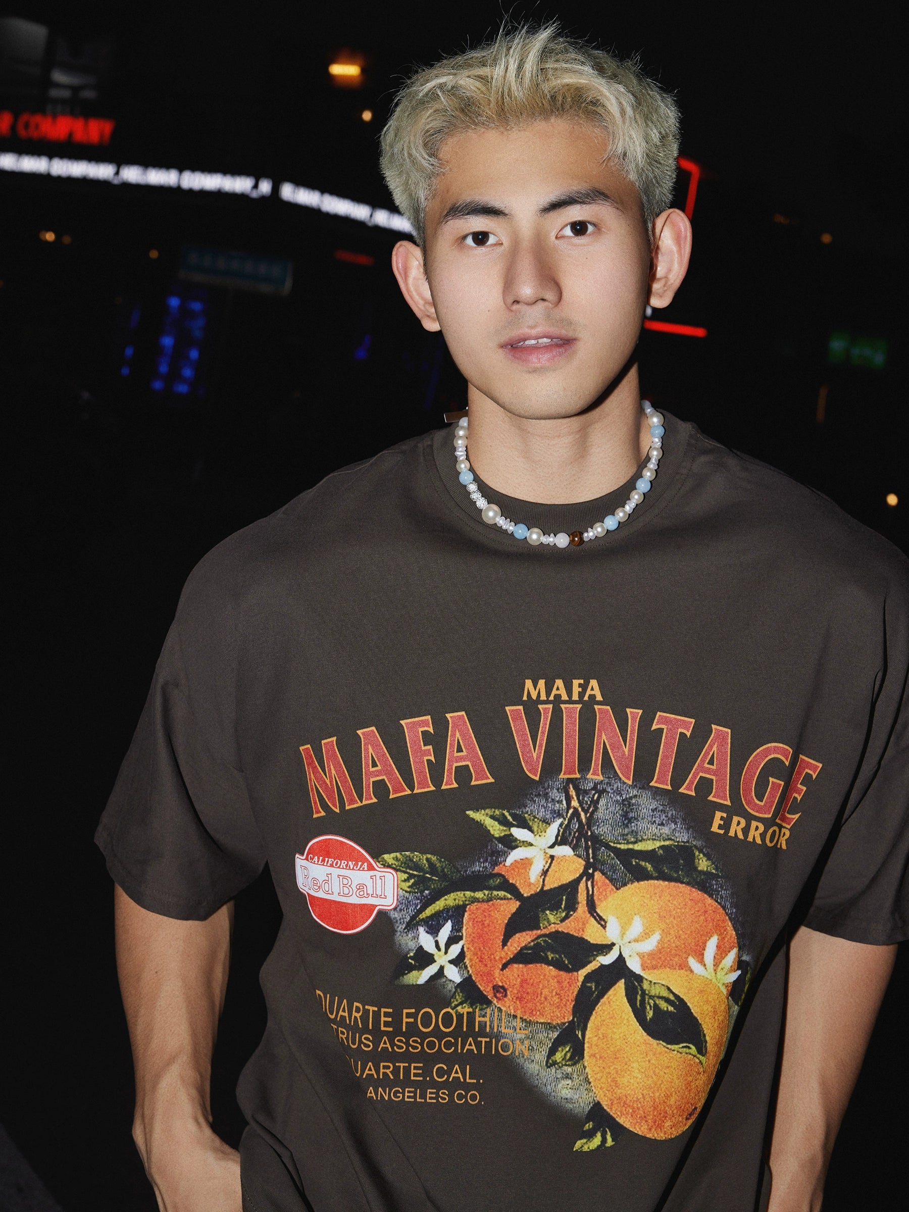 Graphic T-Shirt with Orange Fruit Print