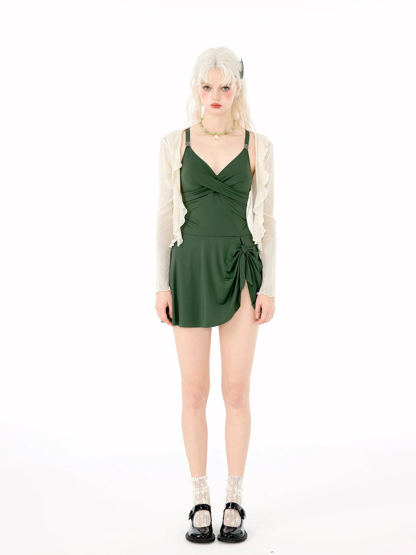 Forest Nymph Ruffle Skater Swim Dress Set