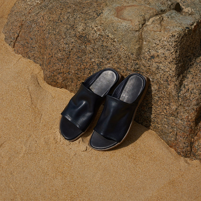 Square-Toe Slide Sandals