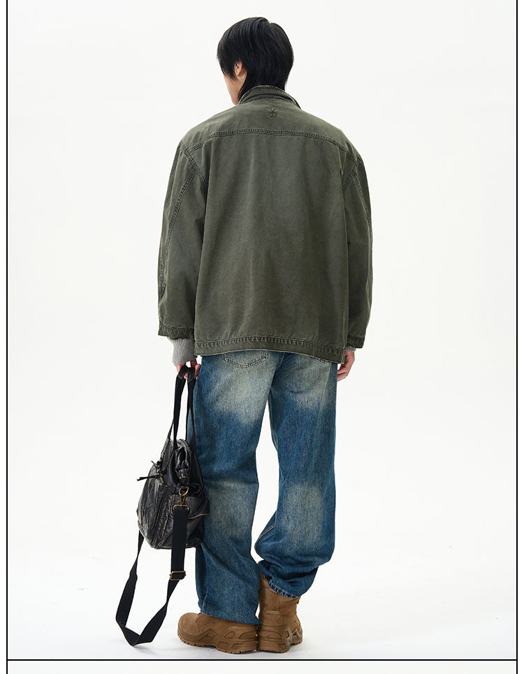 Olive Green Military-Style Field Jacket