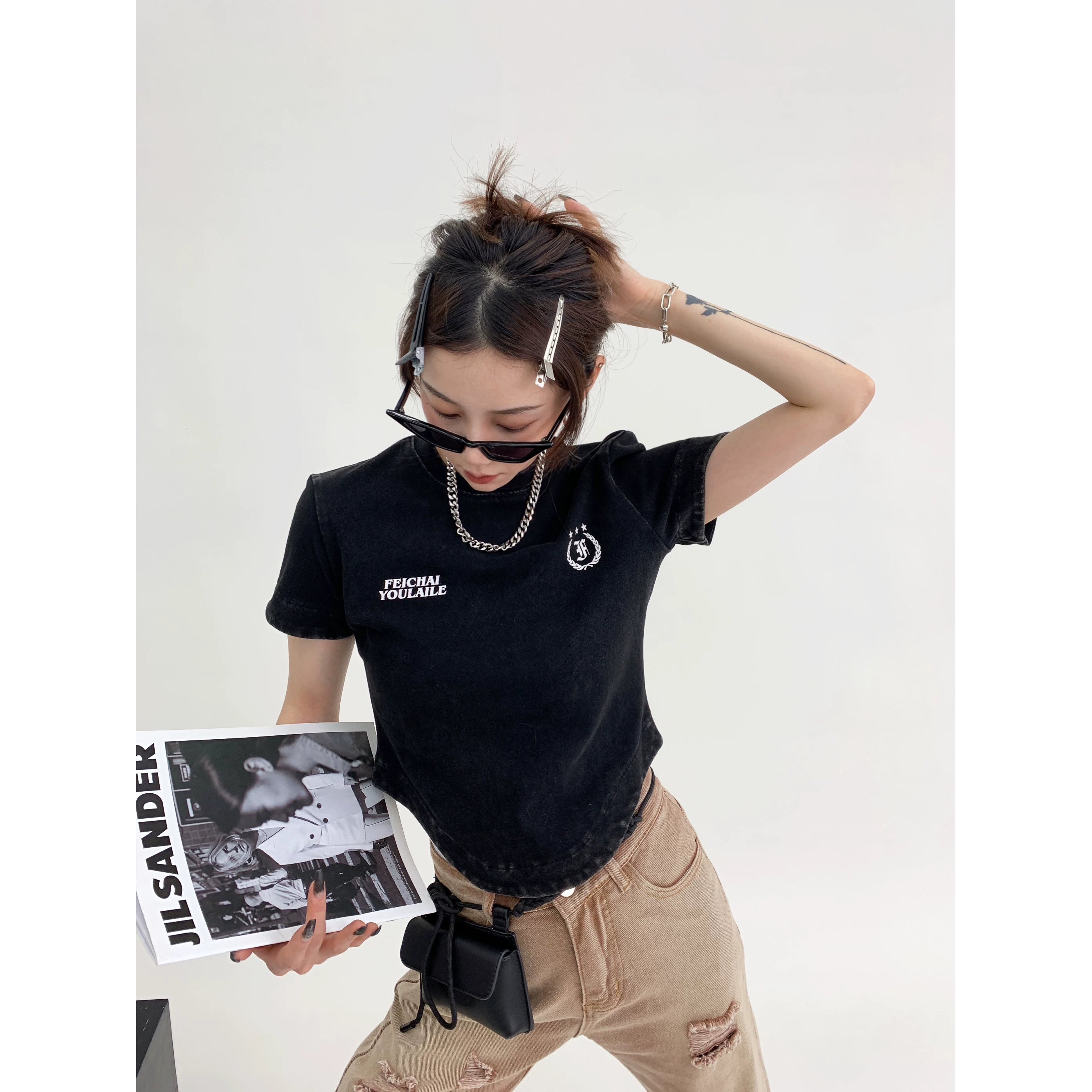 Neon Rebel Fleece Crop Tee