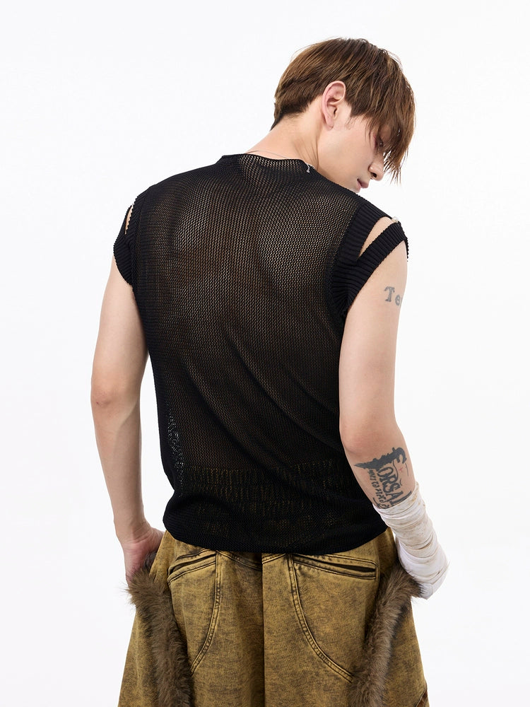 Black Sleeveless Knit Top