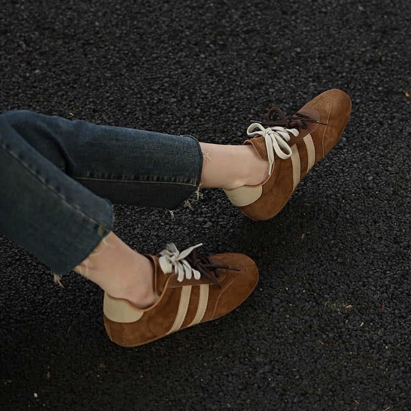 Vintage Brown Suede Stripe Shoes