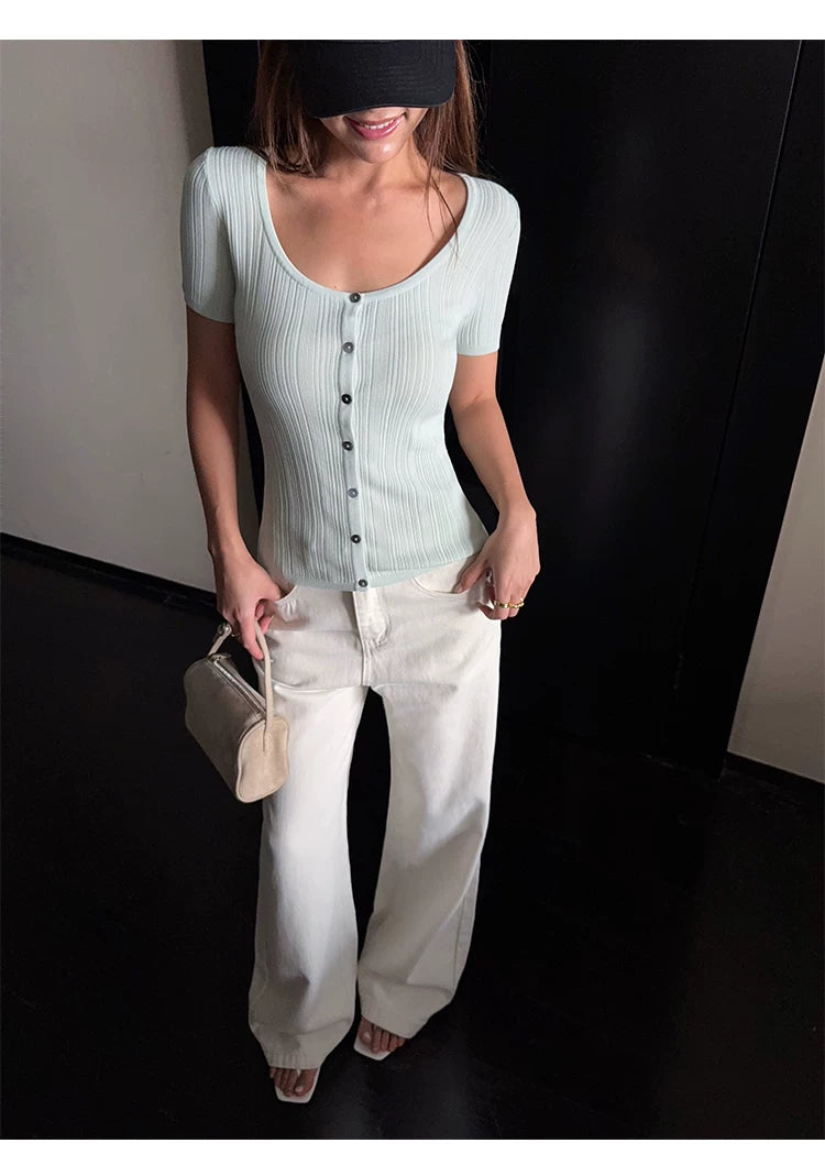 Cloudline Wide-Leg Cream Denim Pants