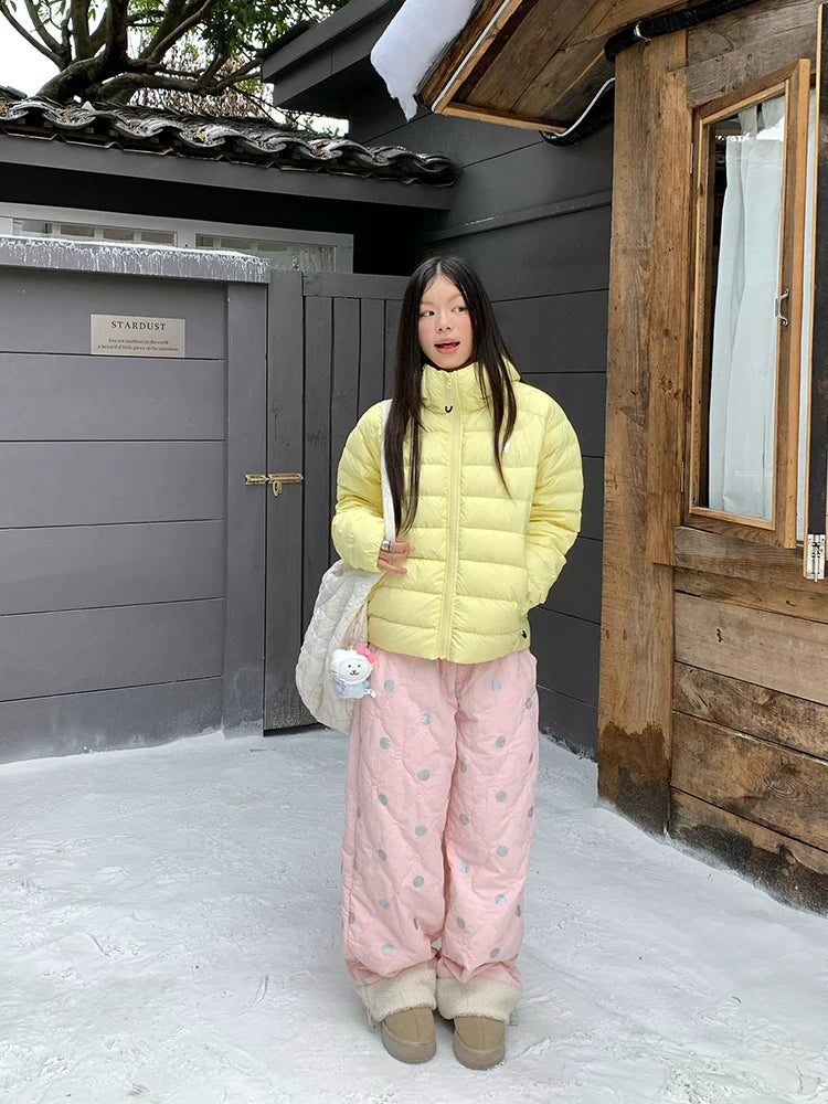Frosty Polka Puff Fleece Cuff Pants