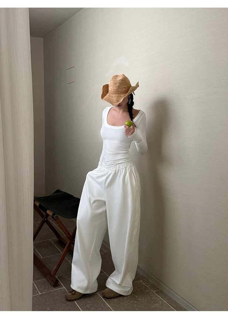 White Cotton Wide Leg Pants