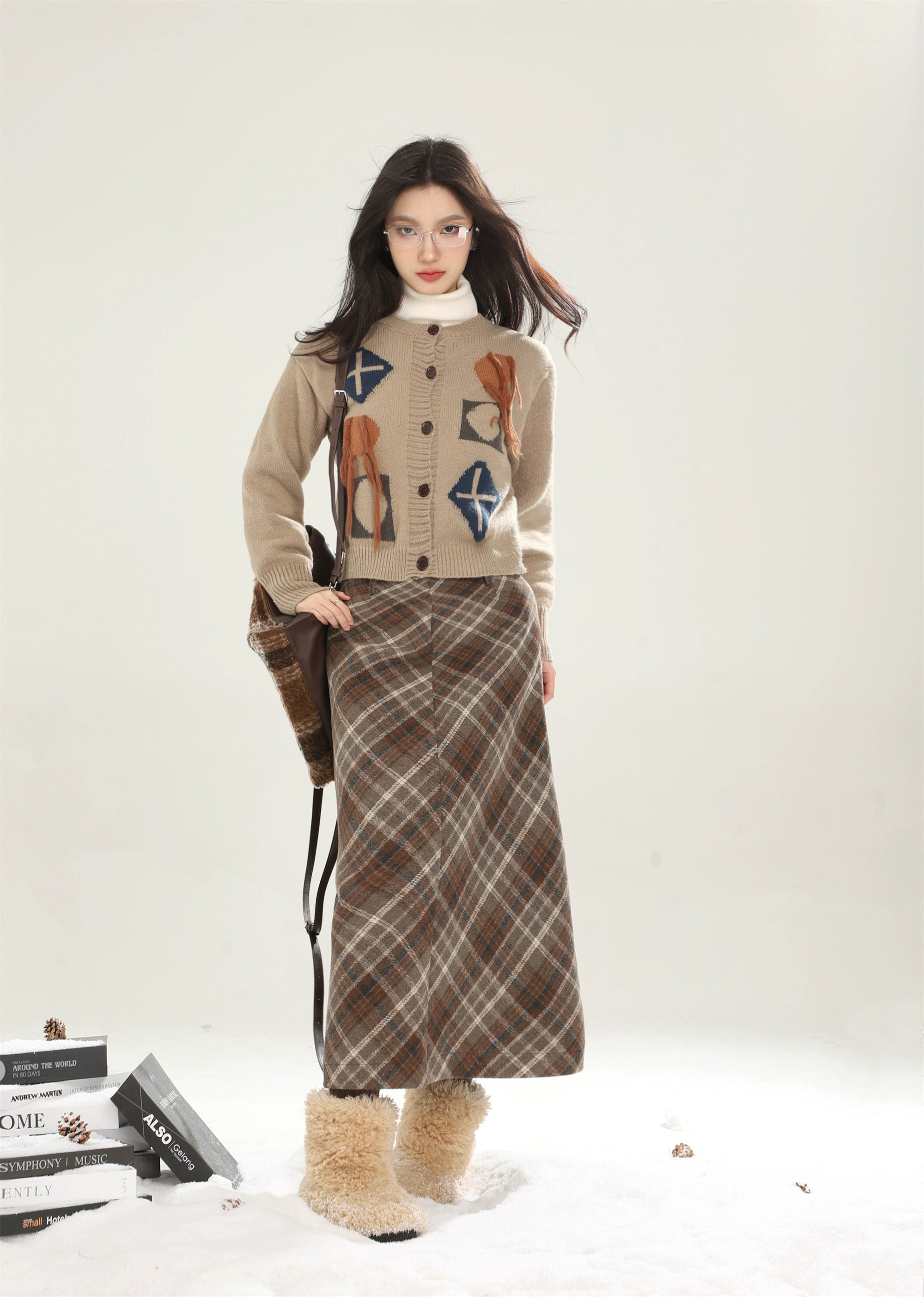 Jupe à carreaux à taille haute