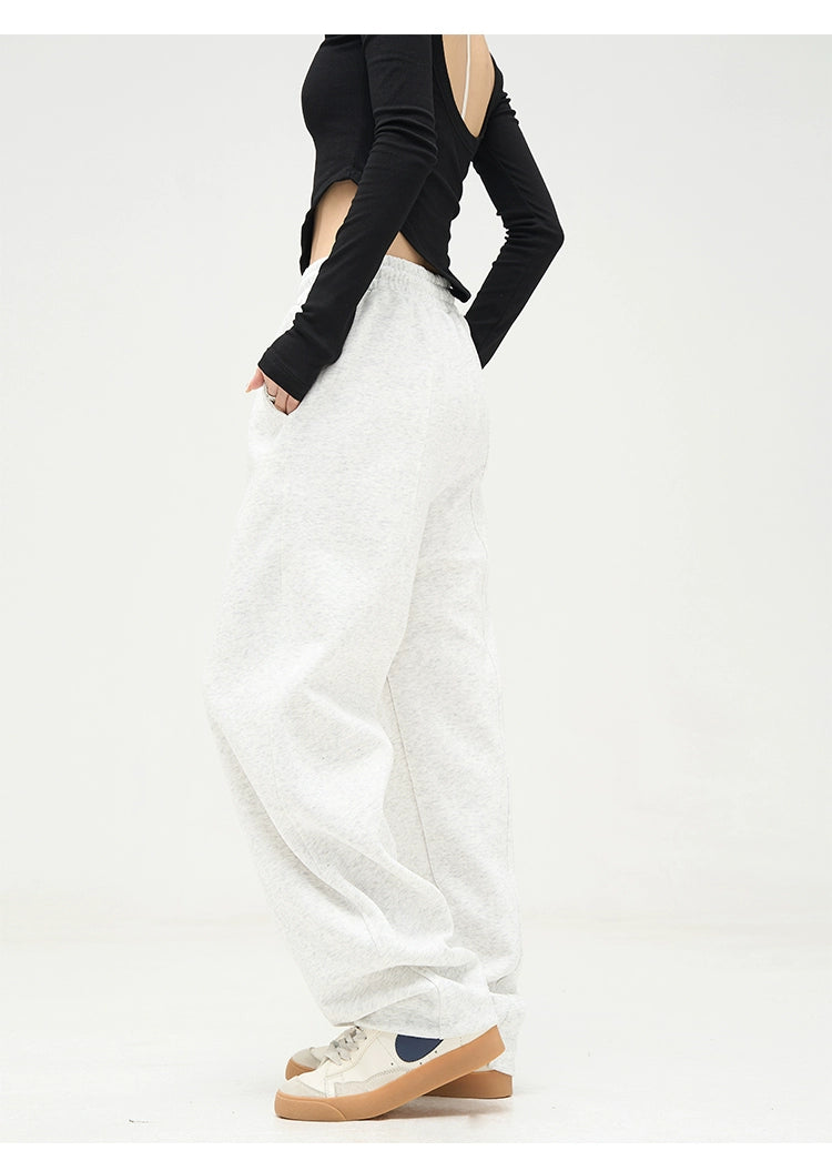 Elastic Waistband Wide-Leg Sweatpants