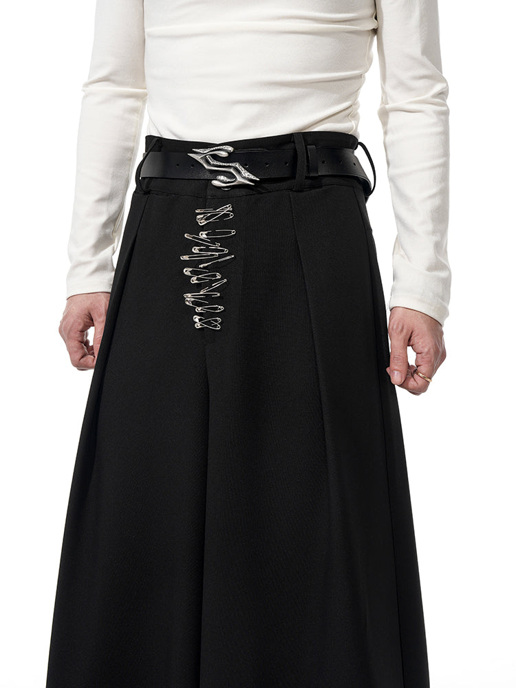 Wide-Leg Drape Pin Gothic Palazzo Pants