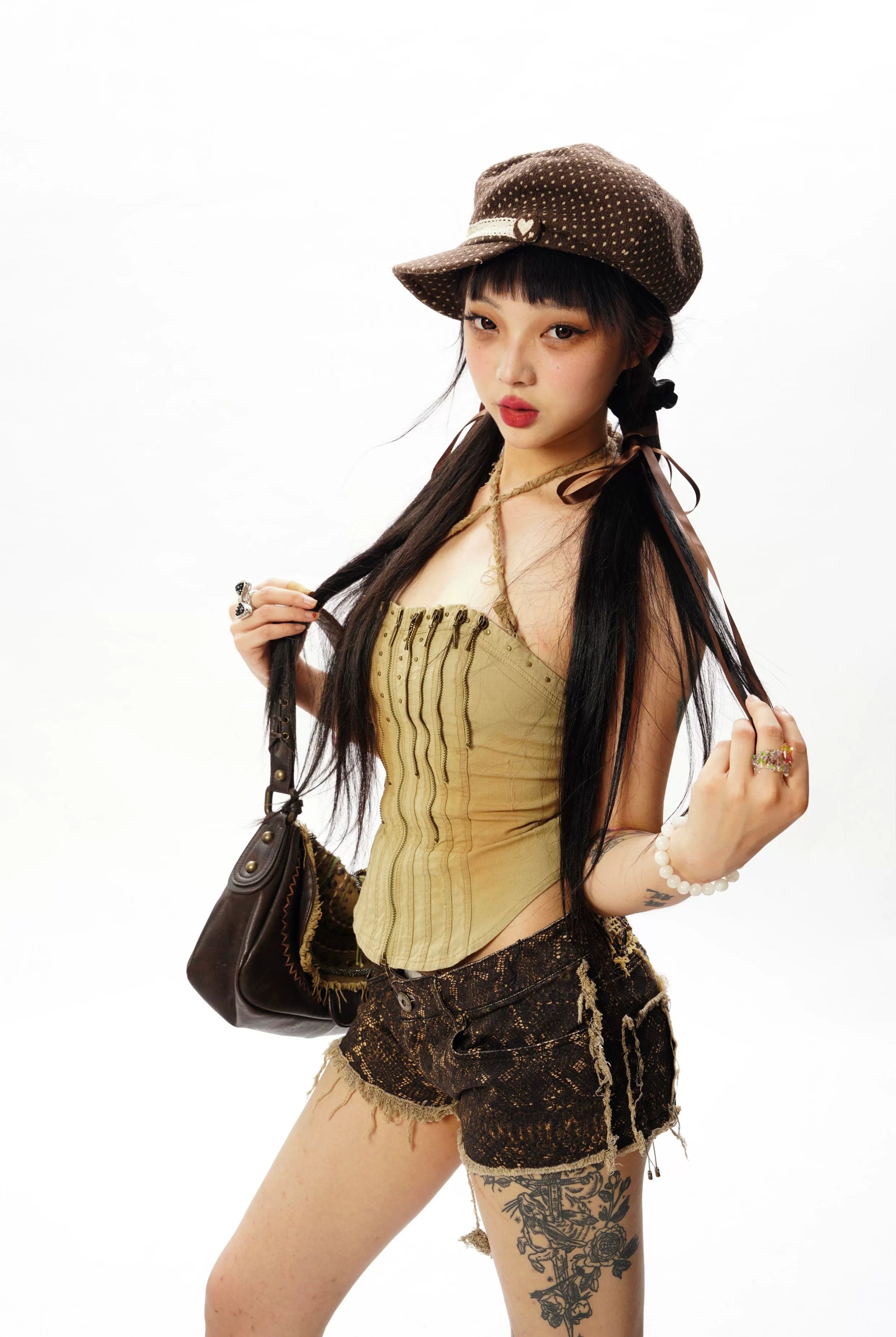 Viper Fringe Distressed Snakeprint Shorts