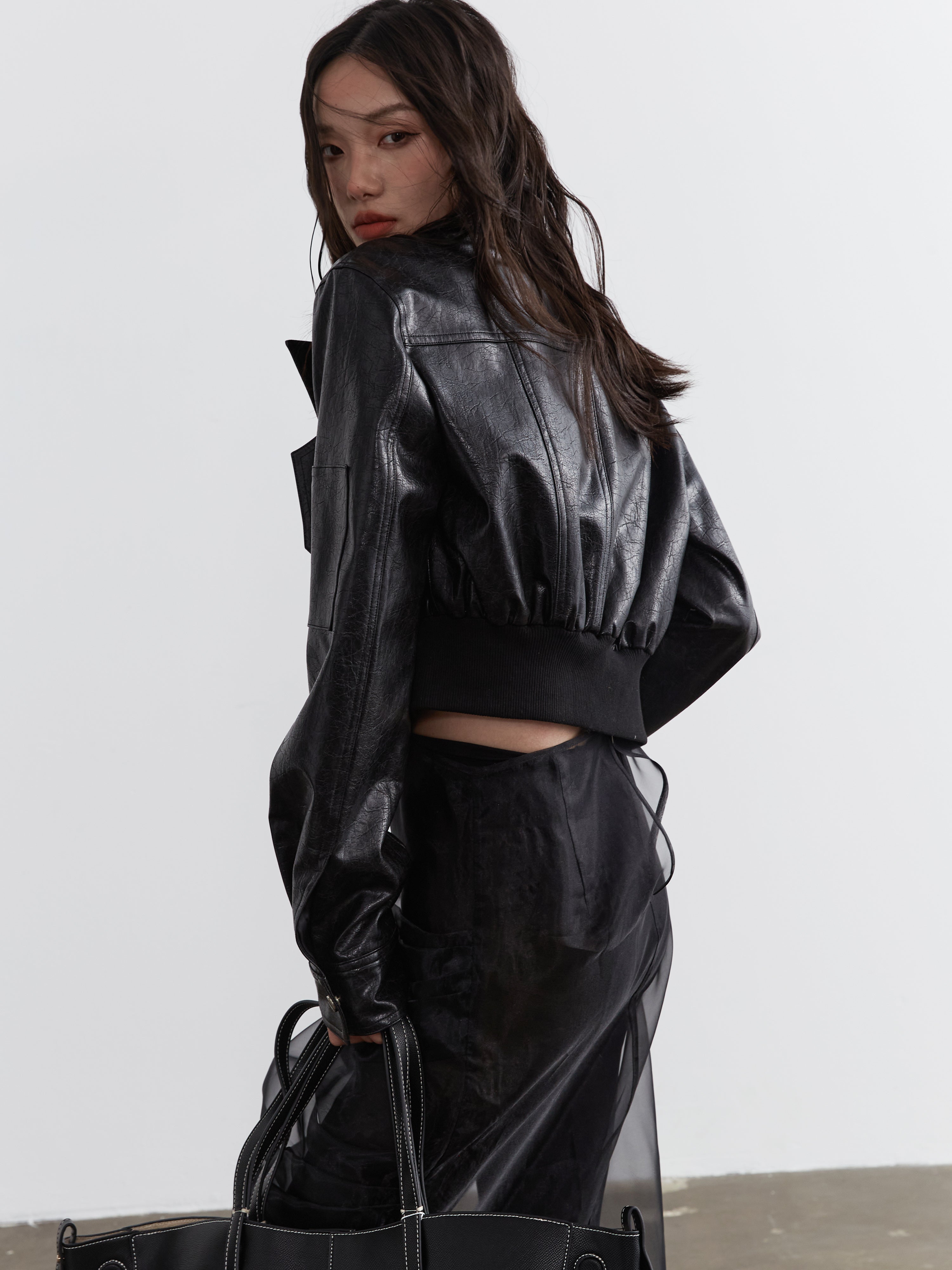 Veste de motard ultra-raccourci