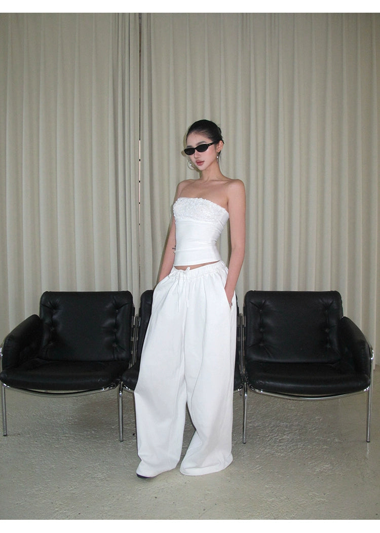 White Cotton Wide Leg Pants