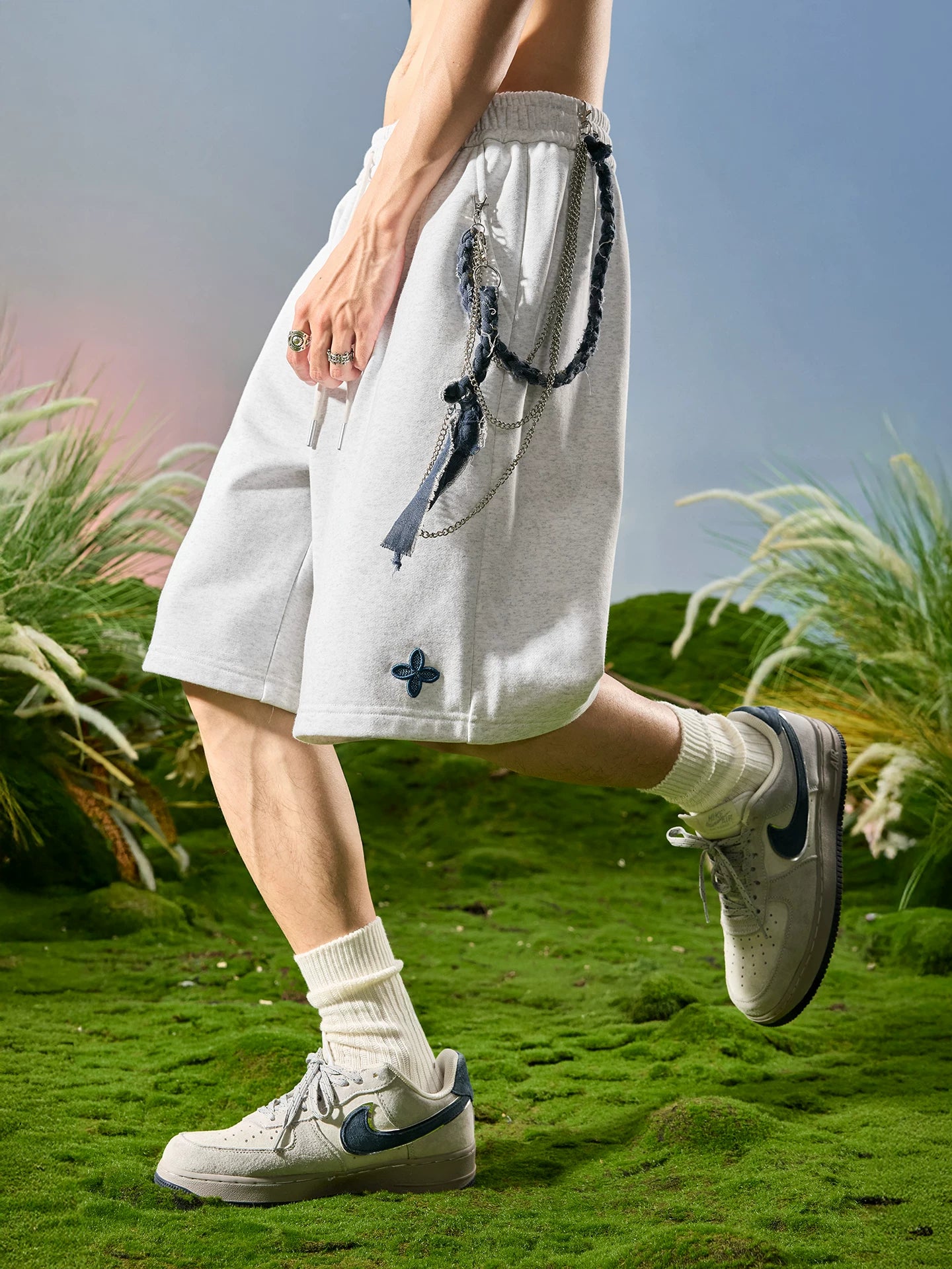 Clover Embroidered Lounge Sweat Shorts