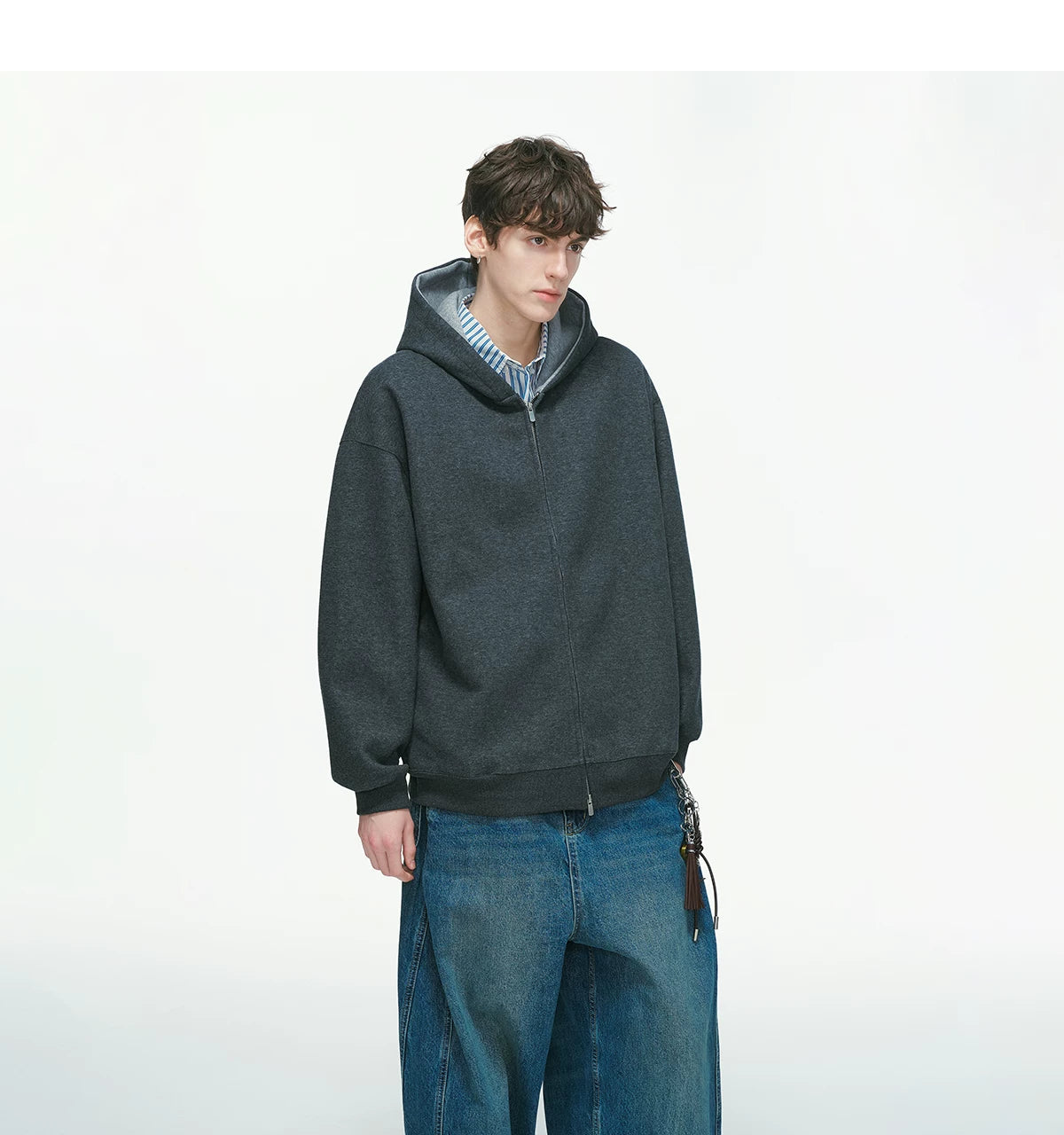 Dual-Tone Varsity Zip Hoodie