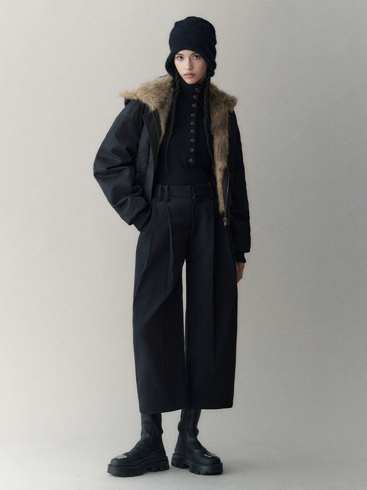 Reversible Hooded Faux Fur Winter Jacket