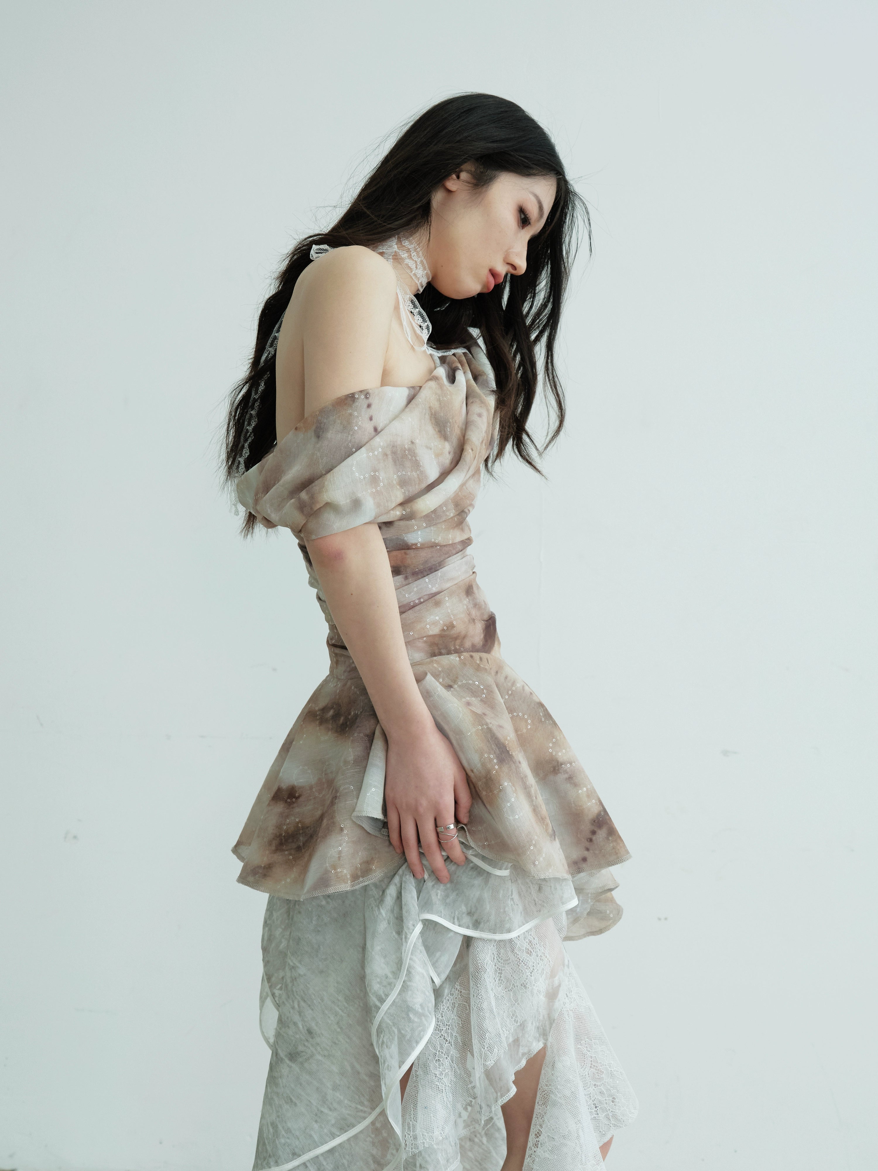 Printed Ruffle Hem Vest