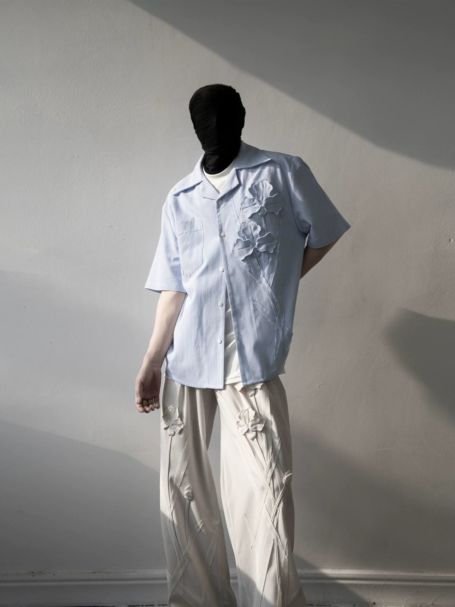 Iris Bloom Stripe Camp Shirt