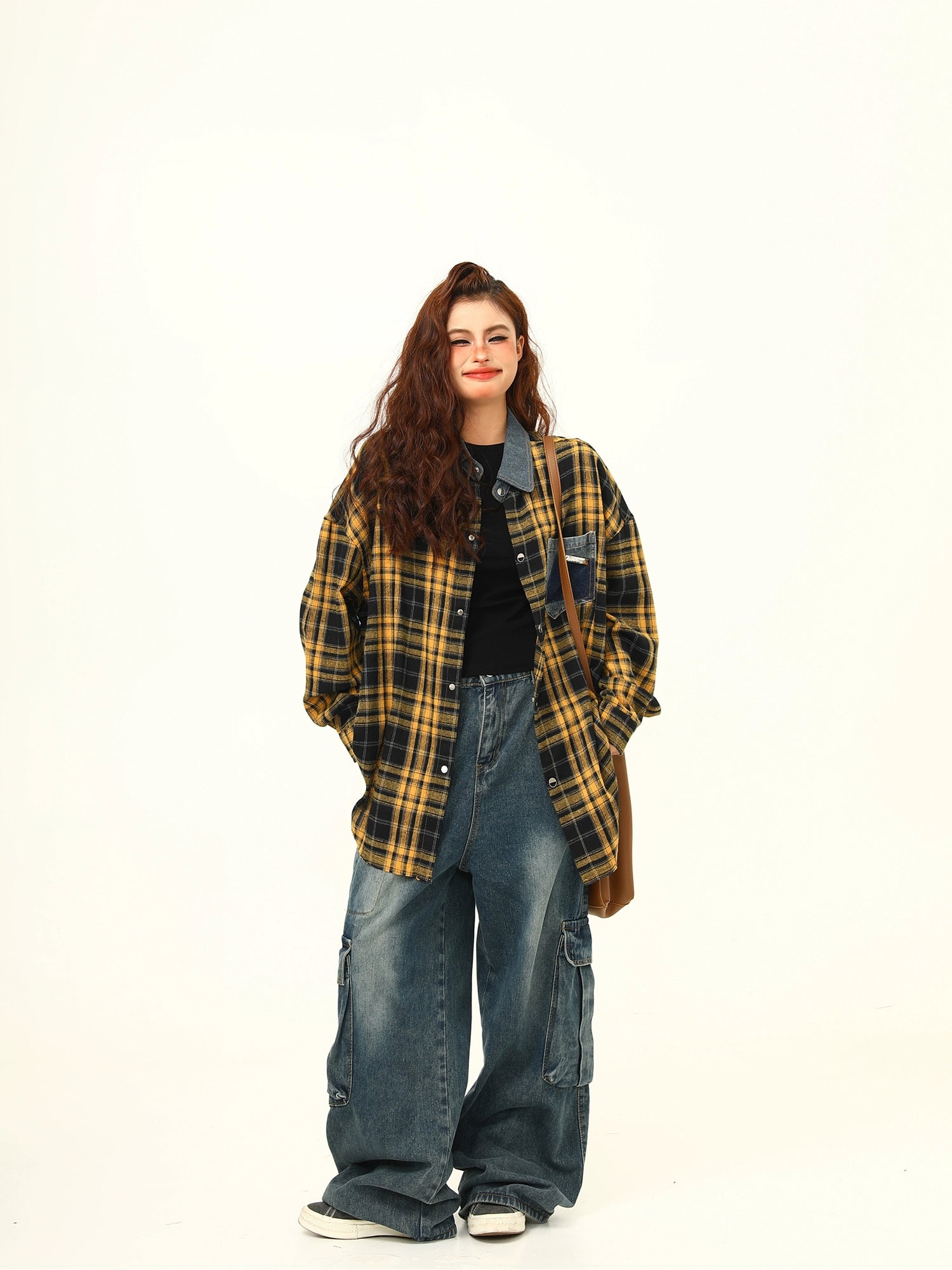 Plaid Patchwork Shirt Jacket