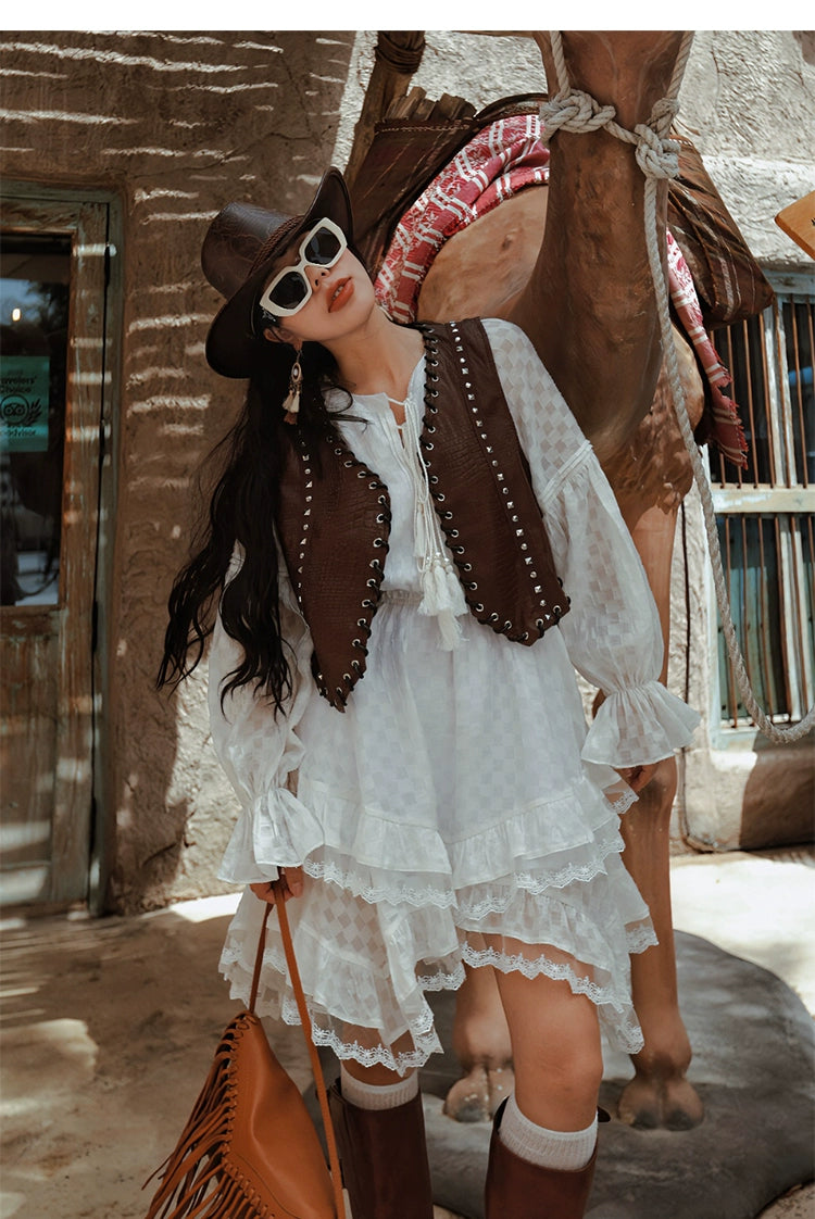 White Ruffle Long Sleeve Dress