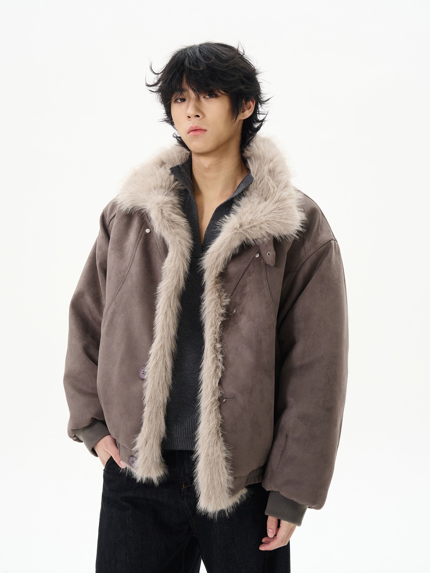 Faux Shearling Aviator Jacket