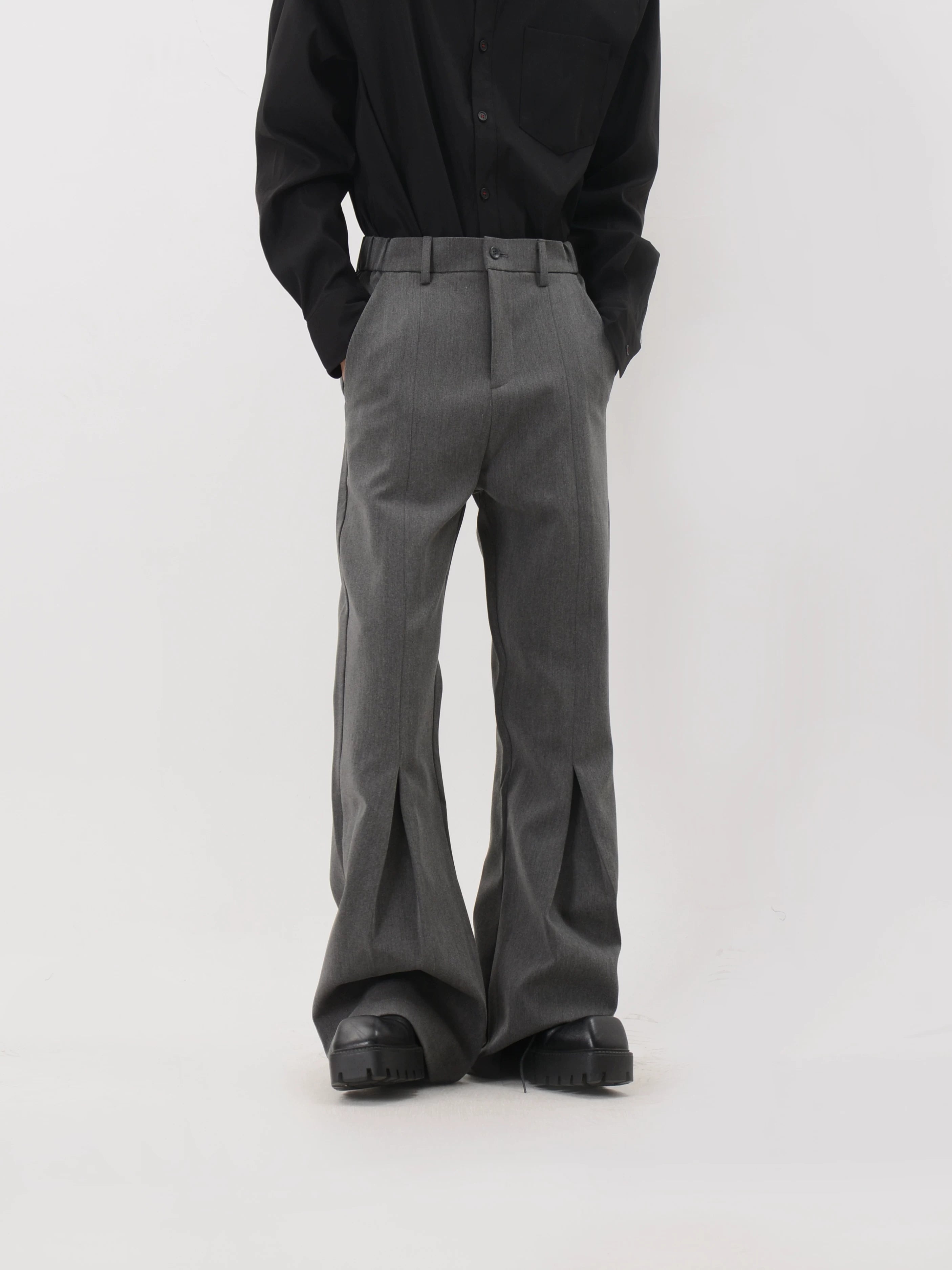 Slate Crease Sculpted Flare Trousers