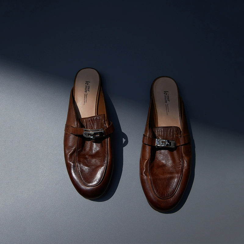 Leather Buckle Mules