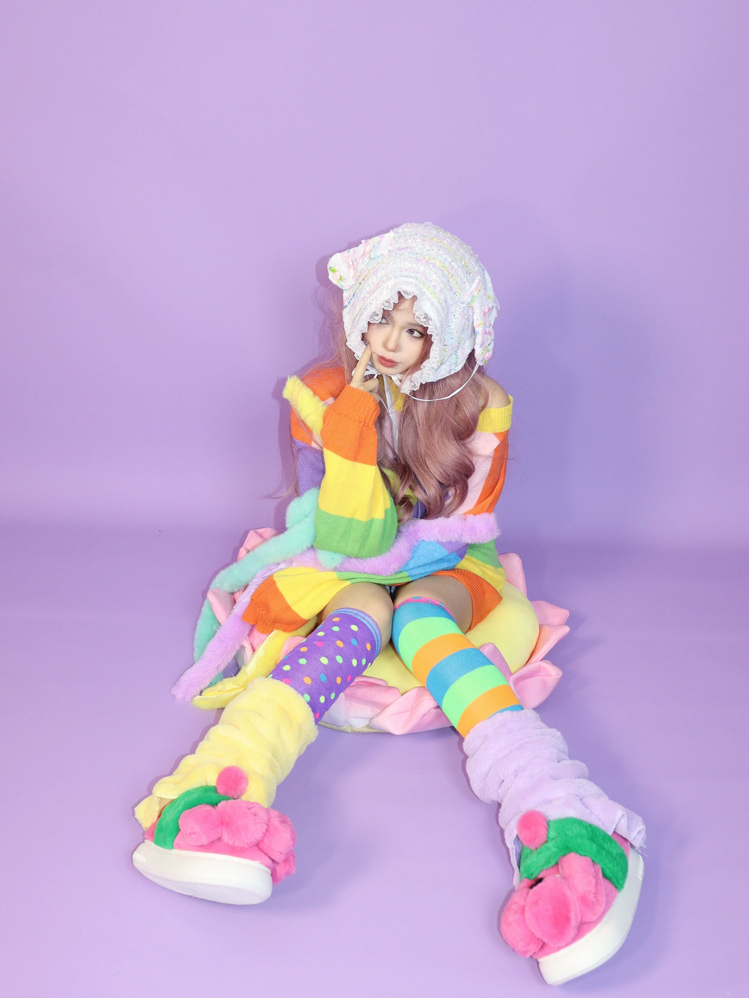 Fluffy Rainbow Stripe Sweater