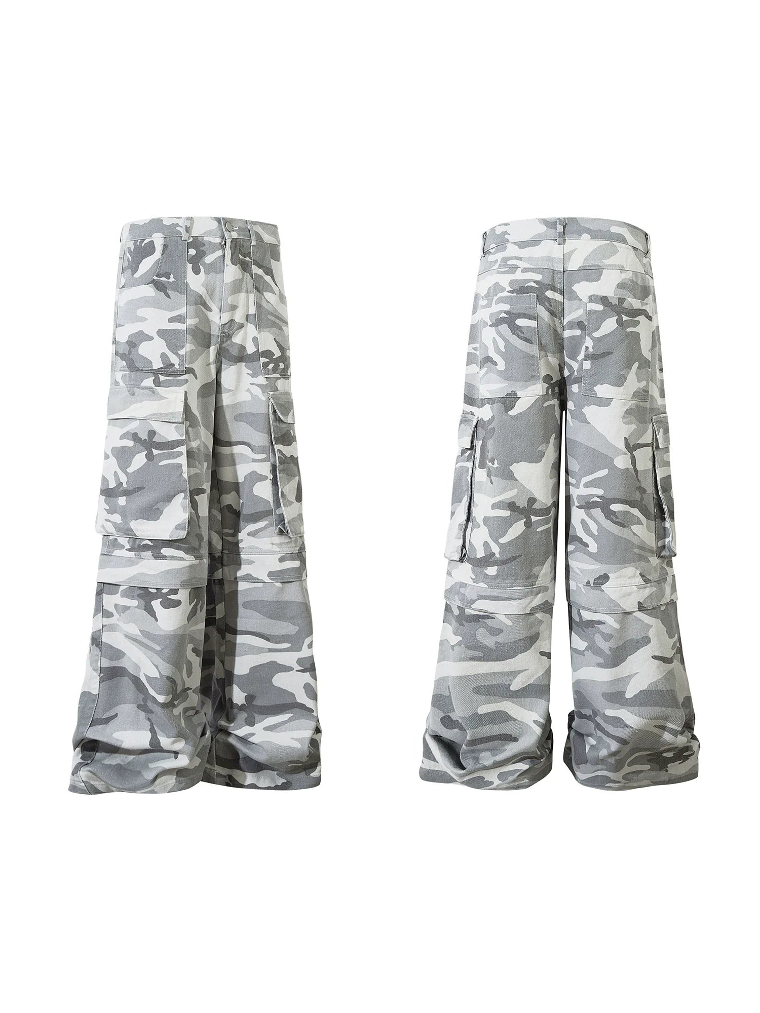 Men's Camouflage Multi-Pocket Wide-Leg Cargo Pants