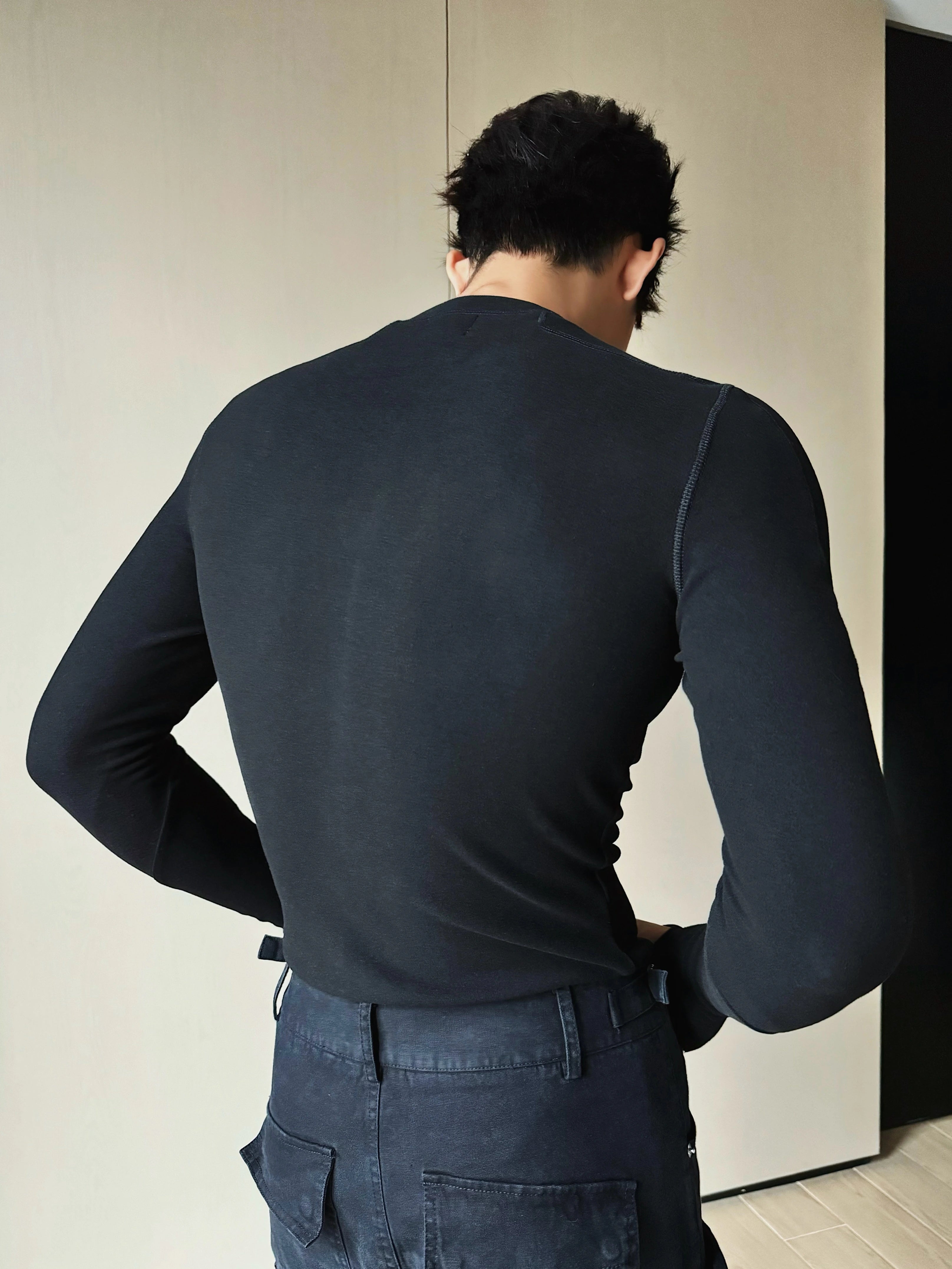 Black Slim Fit Long Sleeve Shirt
