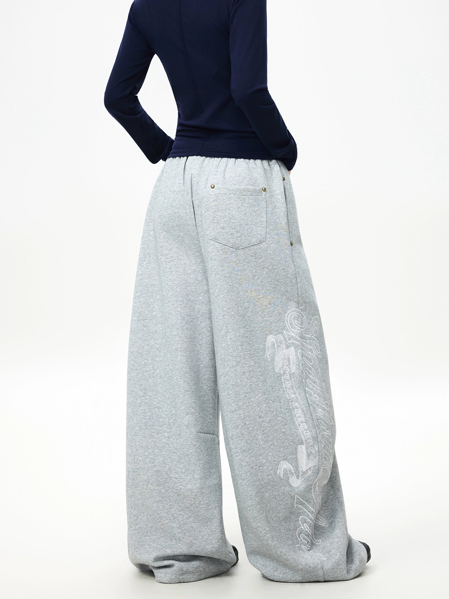 Silver Drift Wide-Leg Sweatpants
