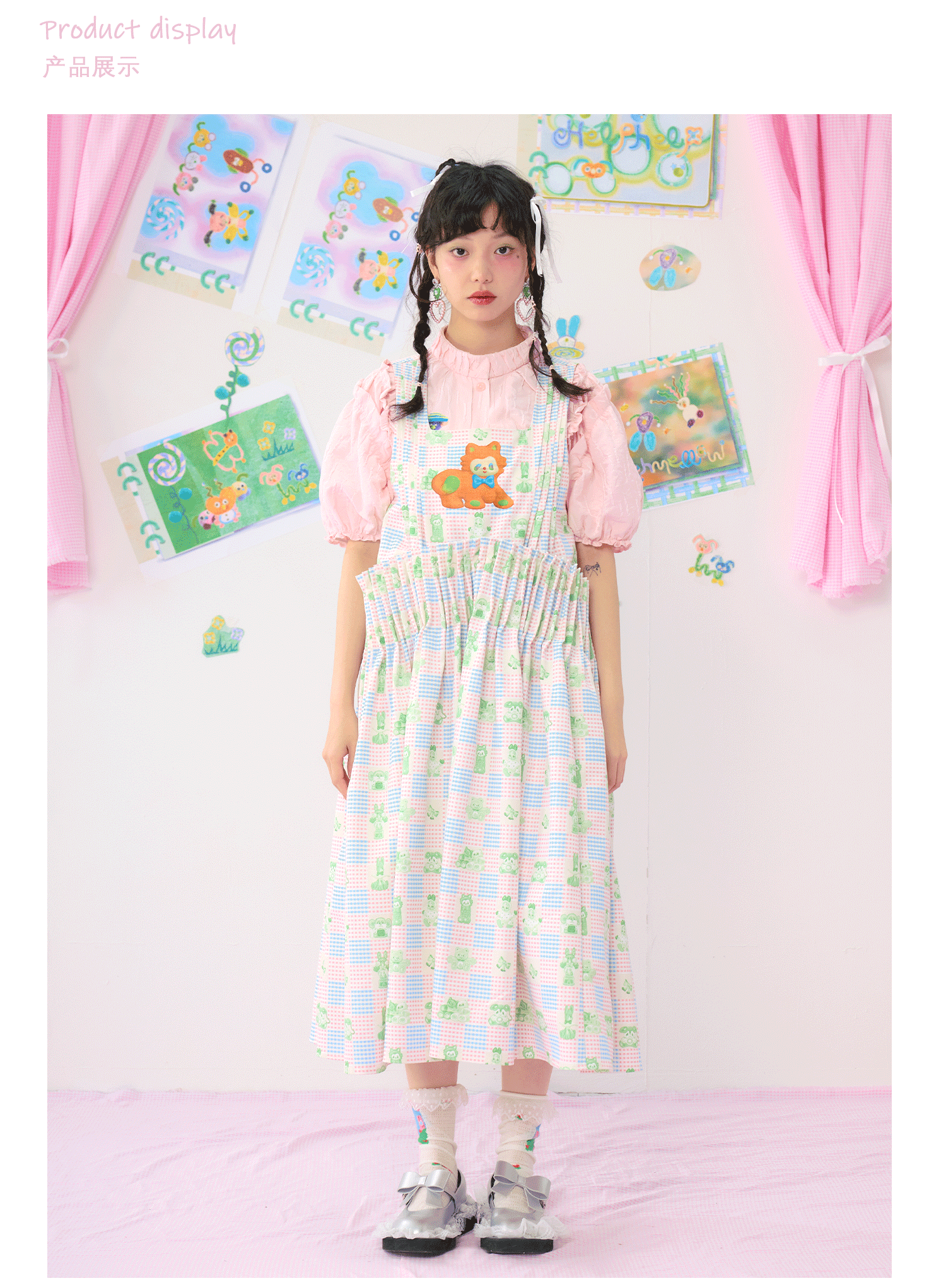 Pastel Gingham Midi Dress
