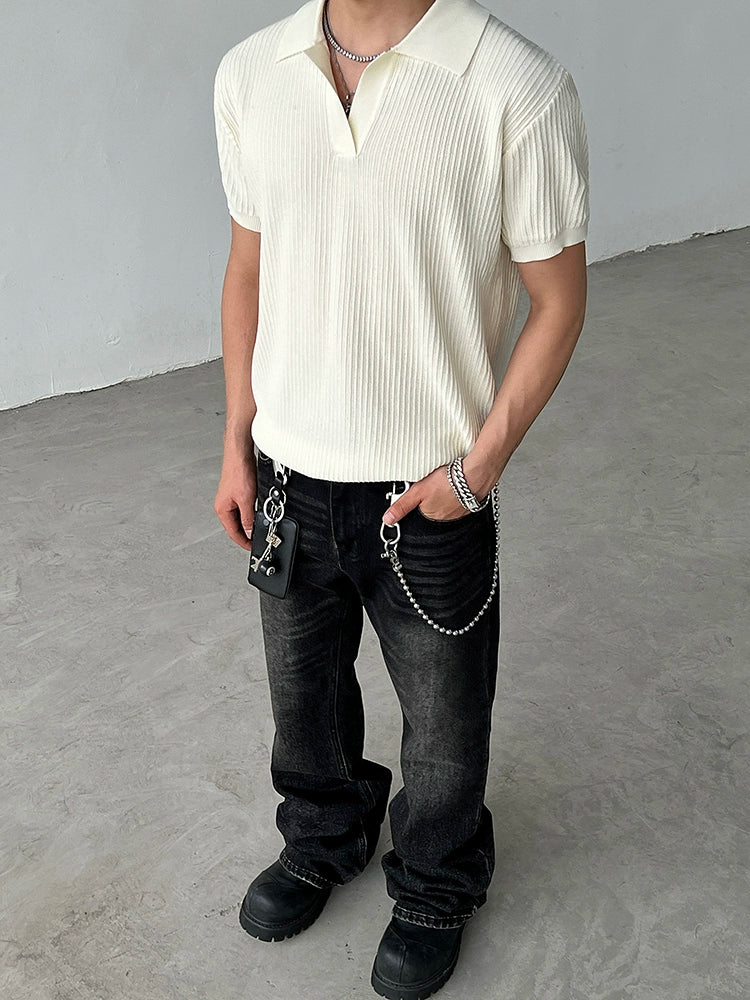 Noir Ridge Knit Polo Shirt