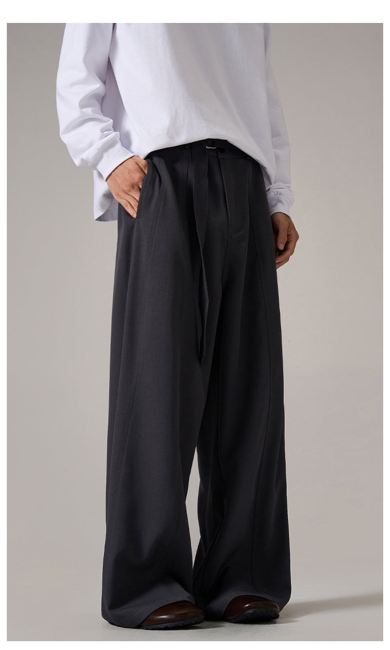 브라운 릴렉스 와이드 레그 팬츠