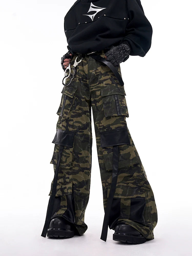 Camo Patchwork Jacket and Wide-Leg Cargo Setup