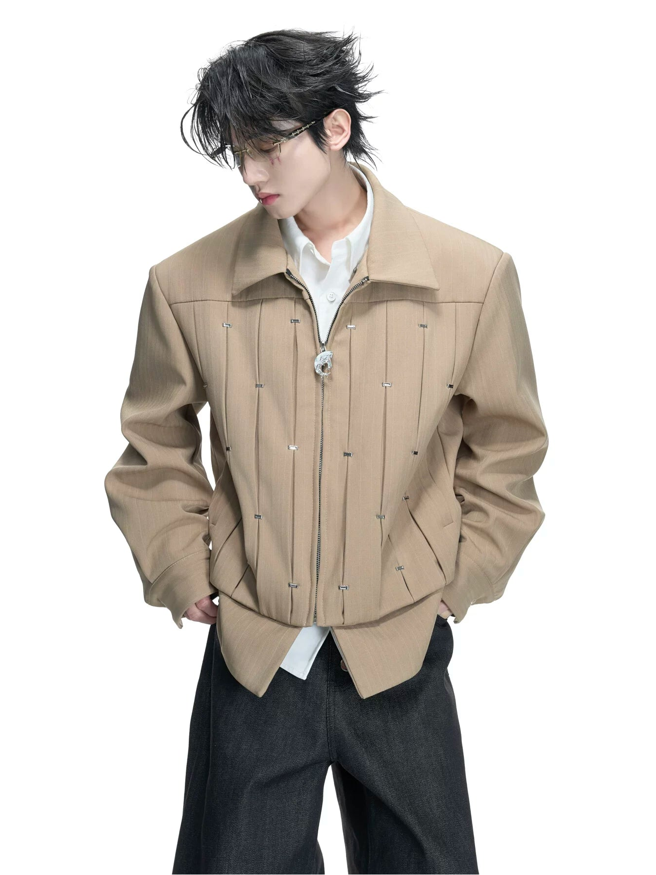 Pinstripe Relic Hardware Zip Jacket