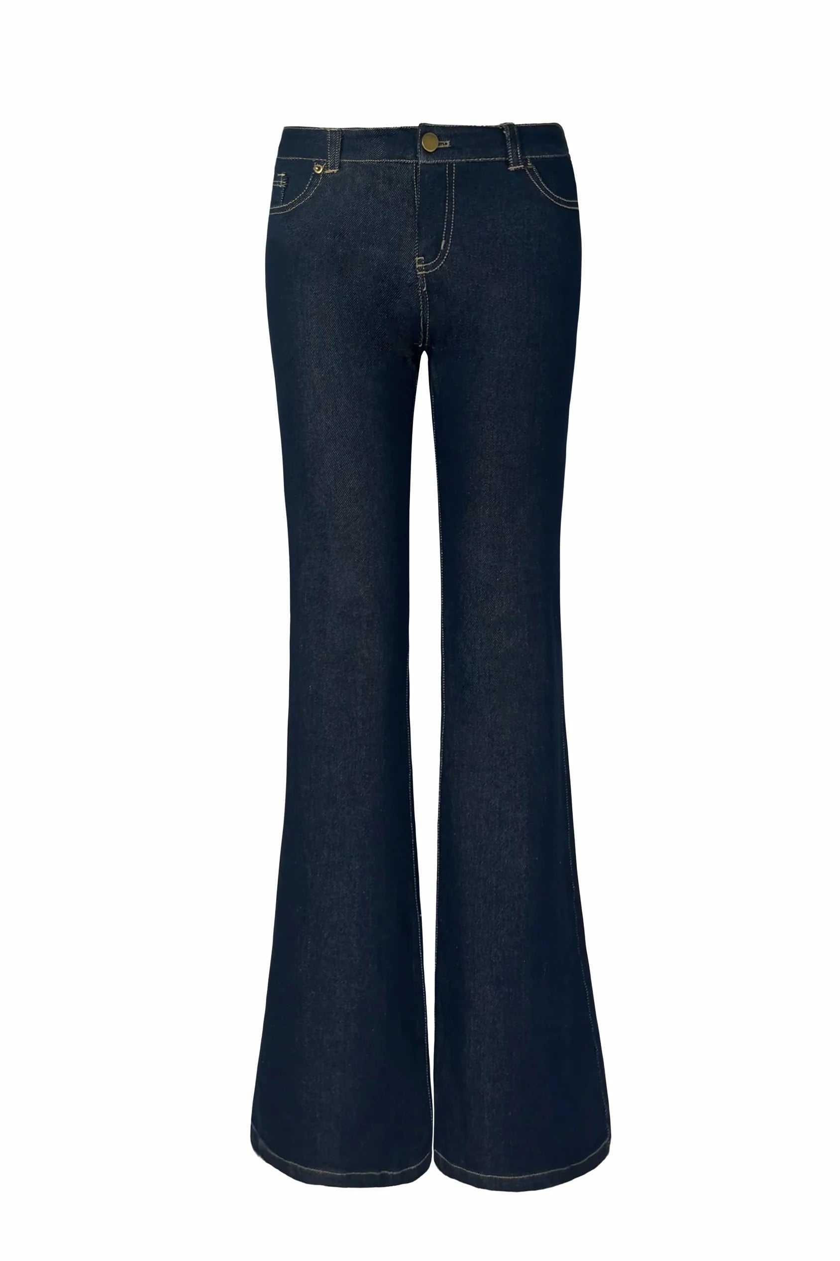 Dark Wash Contrast Stitch Flares Jeans