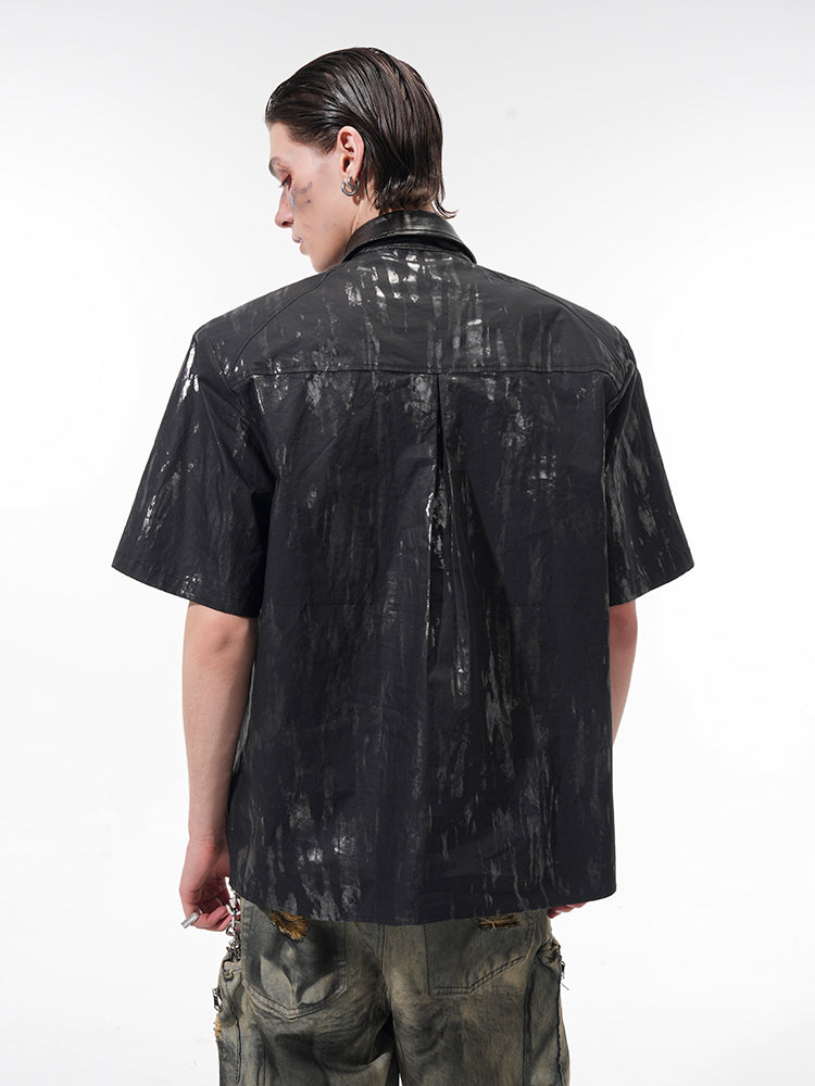 Black Tie-Dye Chain Detail Shirt