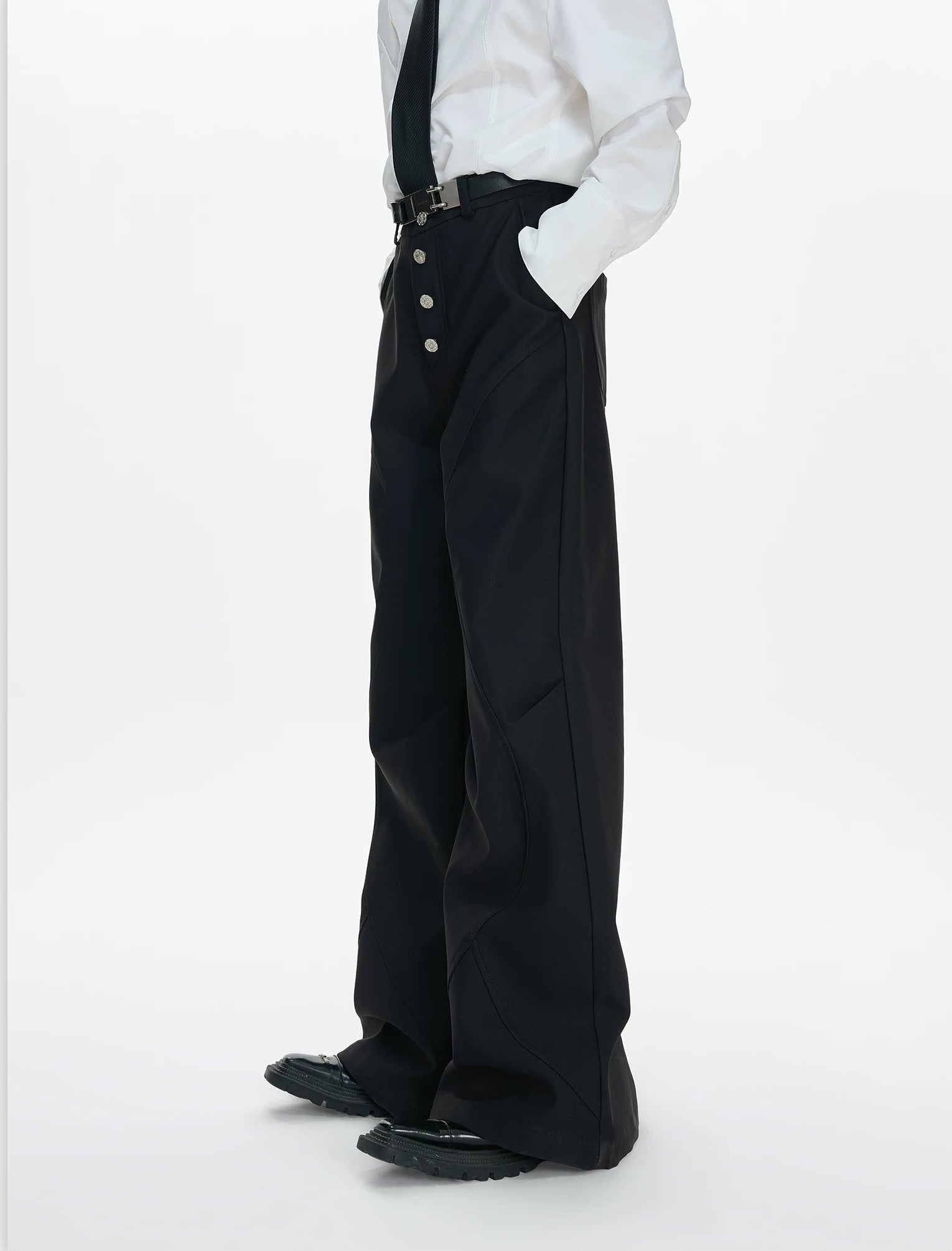 Ivory Spire Paneled Flare Trousers