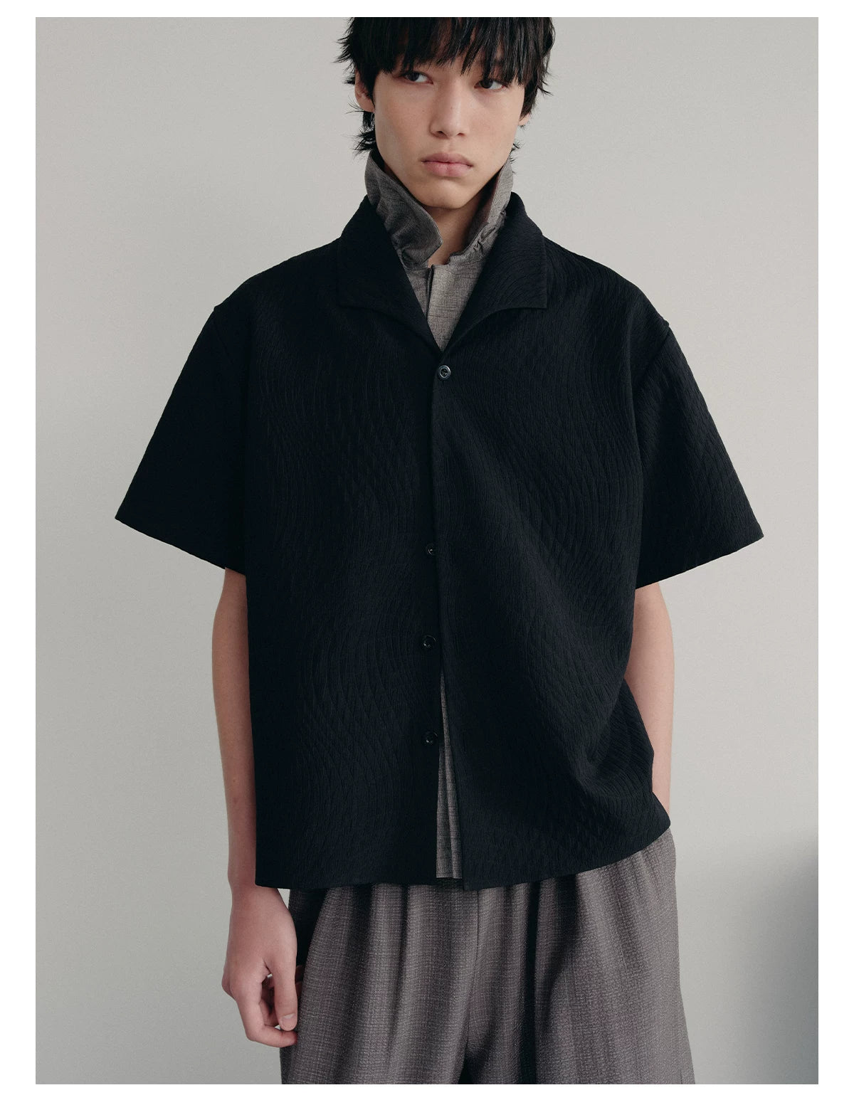 Quilted Short-Sleeve Camp Shirt