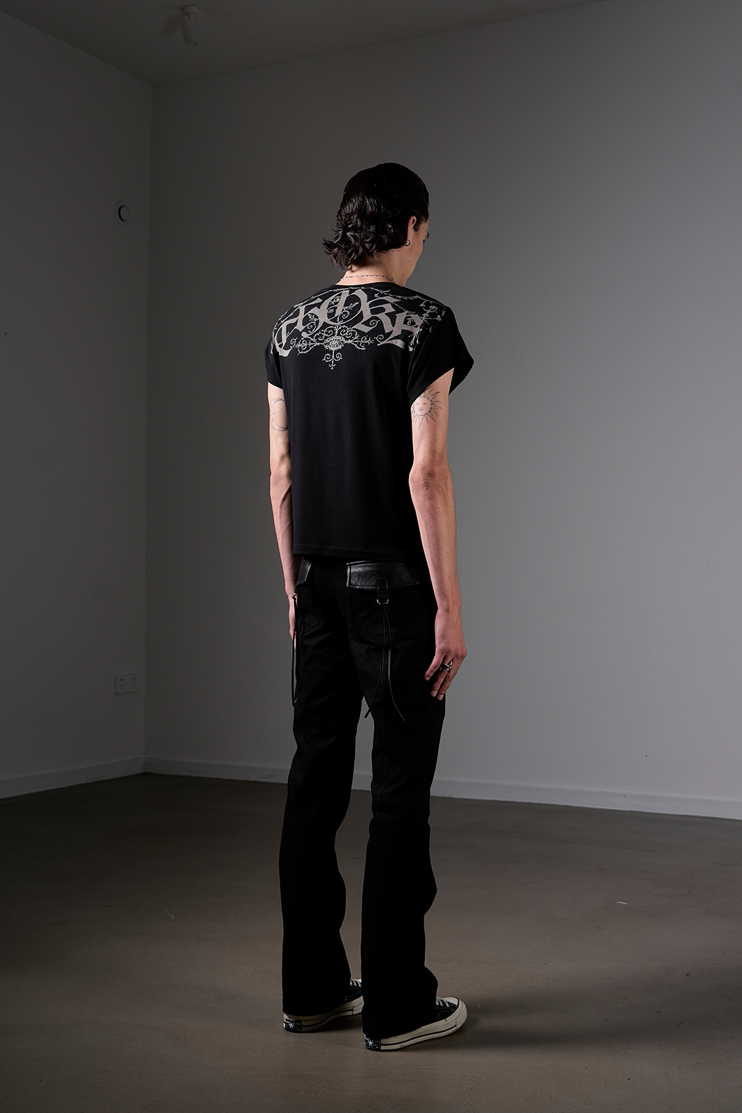 Scimitar Canvas Black Leather-Trim Flare Trousers