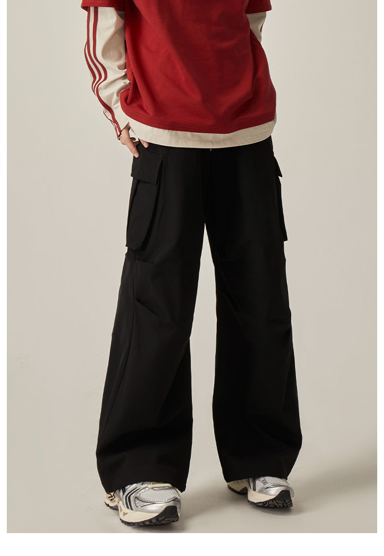 Gray Cargo Wide Leg Pants