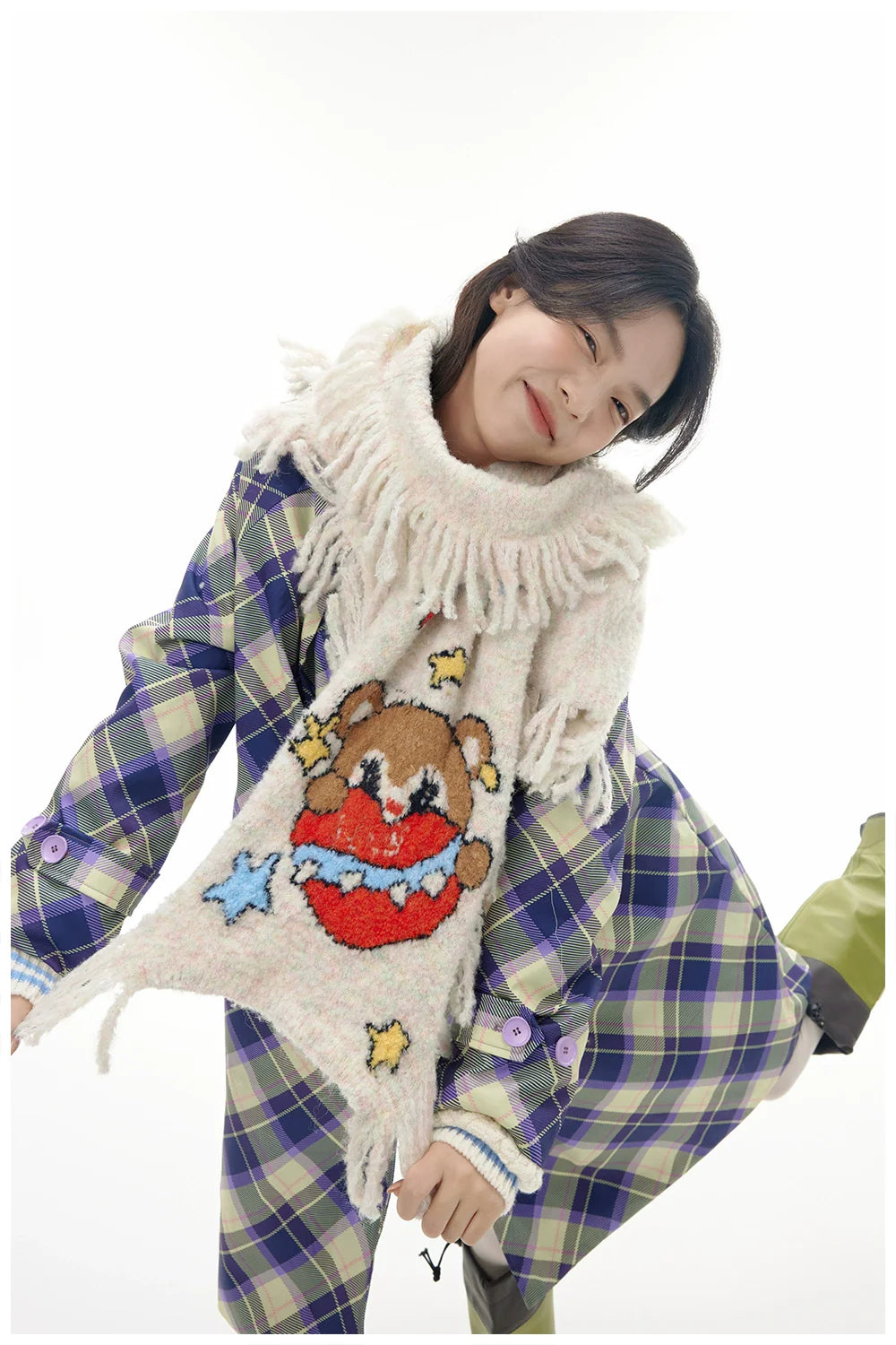 Flying Bear Star Knit Scarf