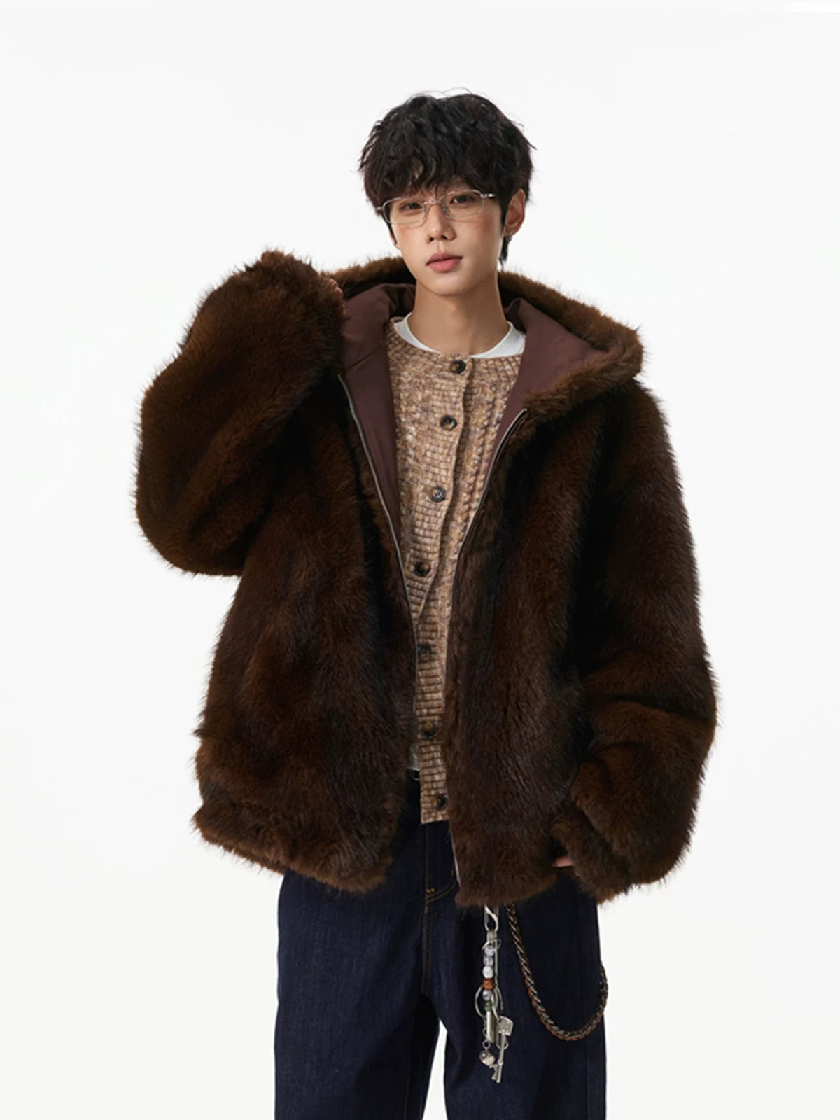 Glacier Haze Faux-Fur Hoodie Coat