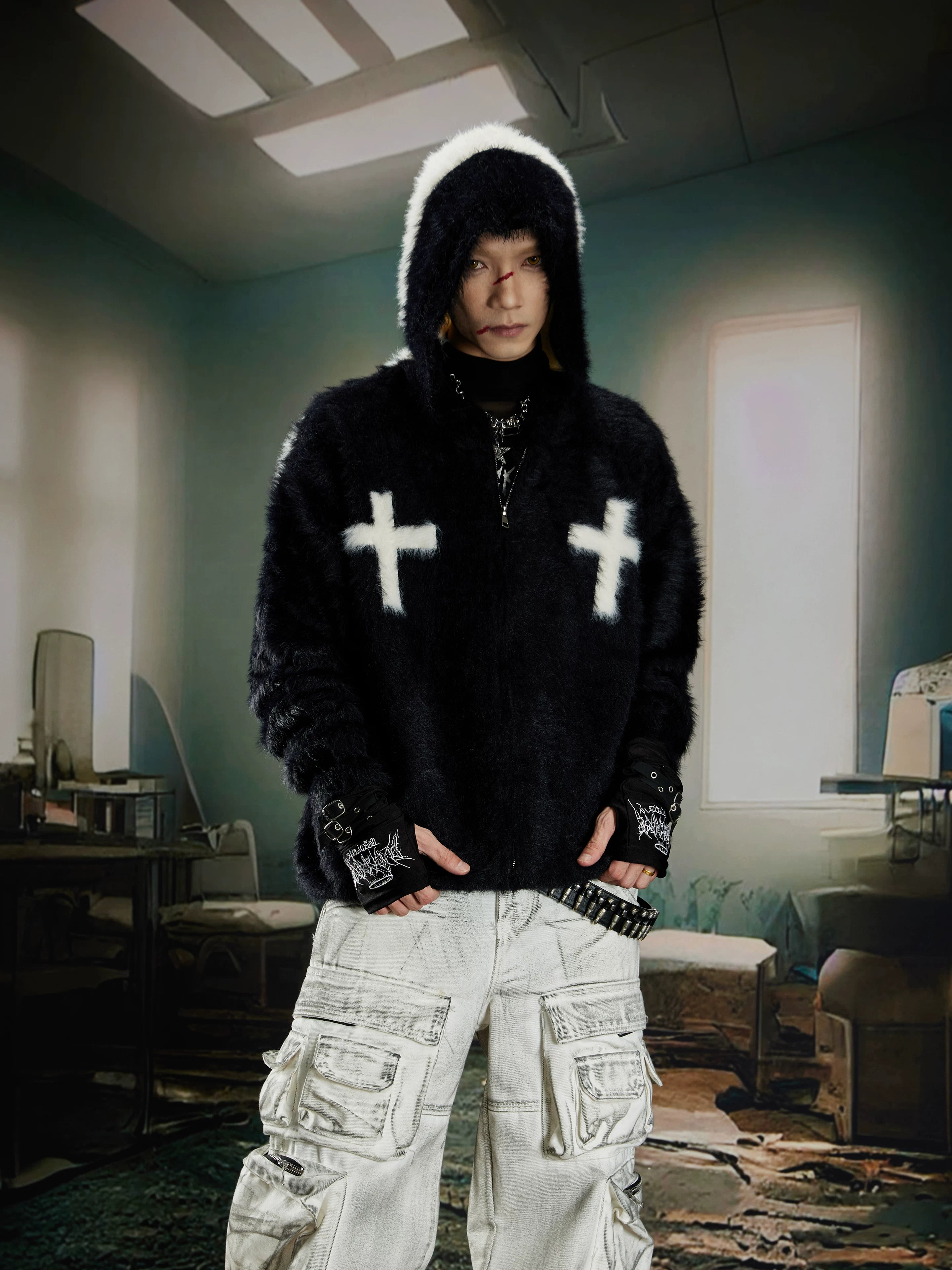 Crucifix Plush Relic Zip Hoodie
