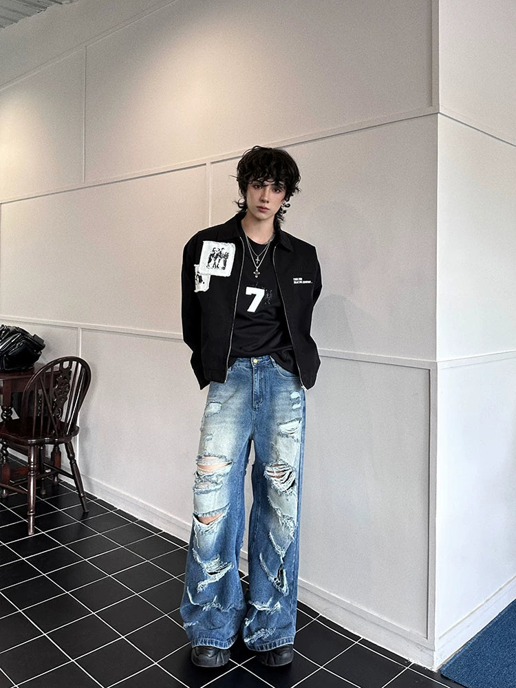 Ruinwave Super-Distressed Wide Cargo Jeans