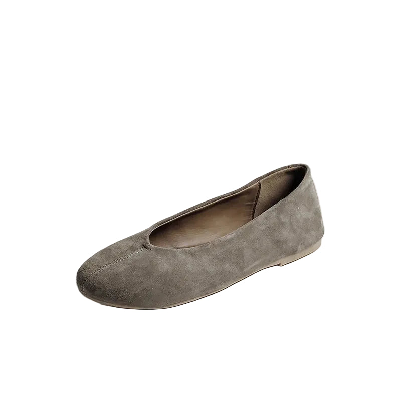 Minimal Suede Round Toe Ballet Flats