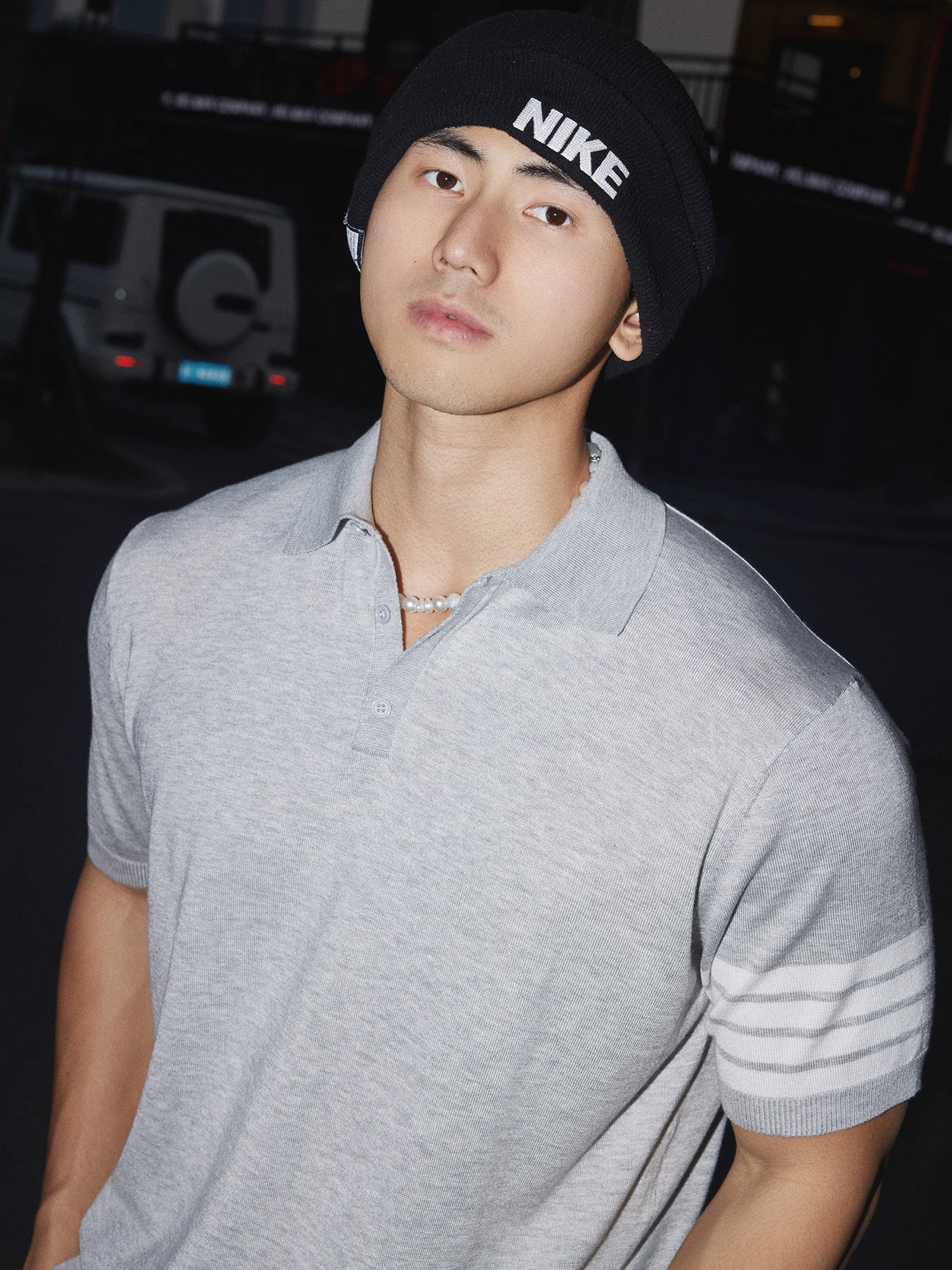 Open Placket Knit Polo Shirt