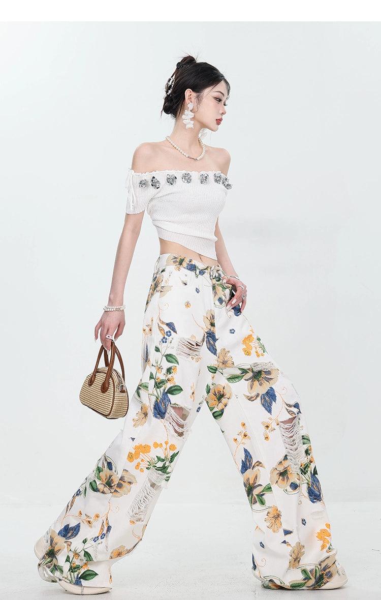 Breezy Bloom Delessed Wide Bein Jeans
