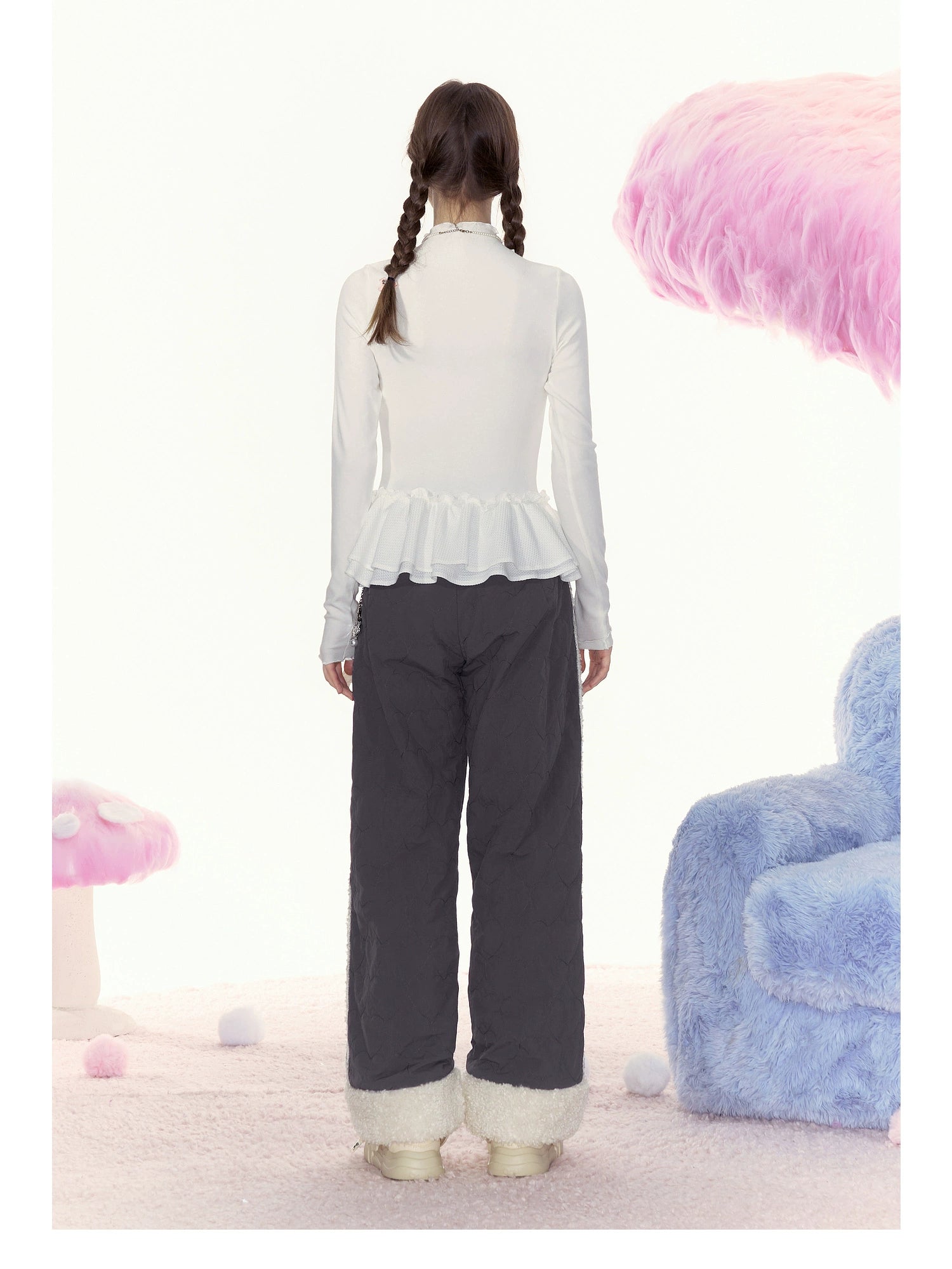 Sherpa-Lined Pink Track Pants