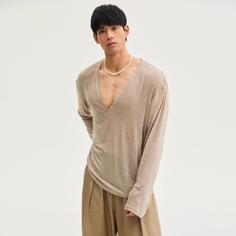 VeilCascade Deep V Drape Tee